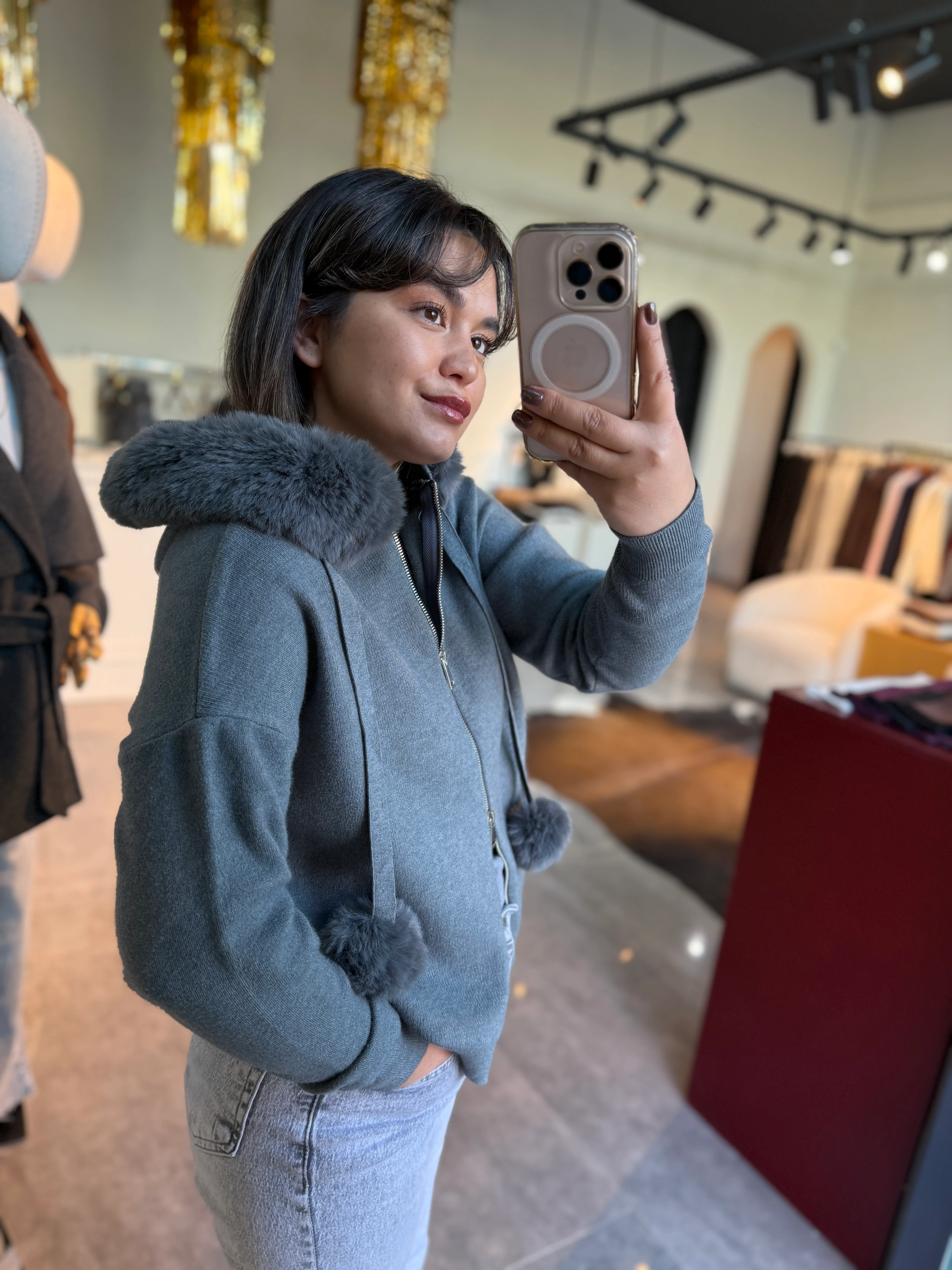 Kürklü Kapişonlu Hırka