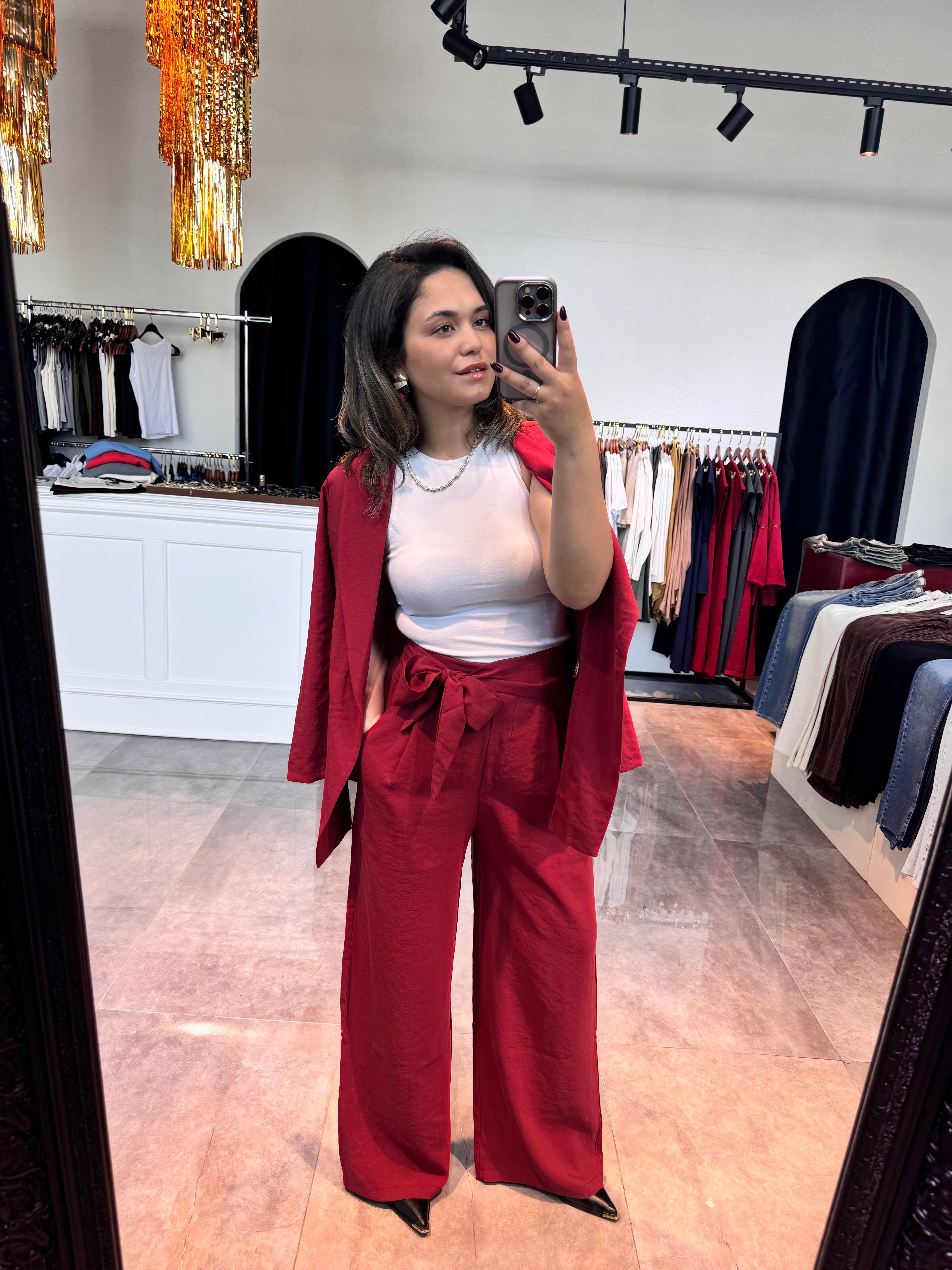 Modal Kumaş Pantolon Bordo 