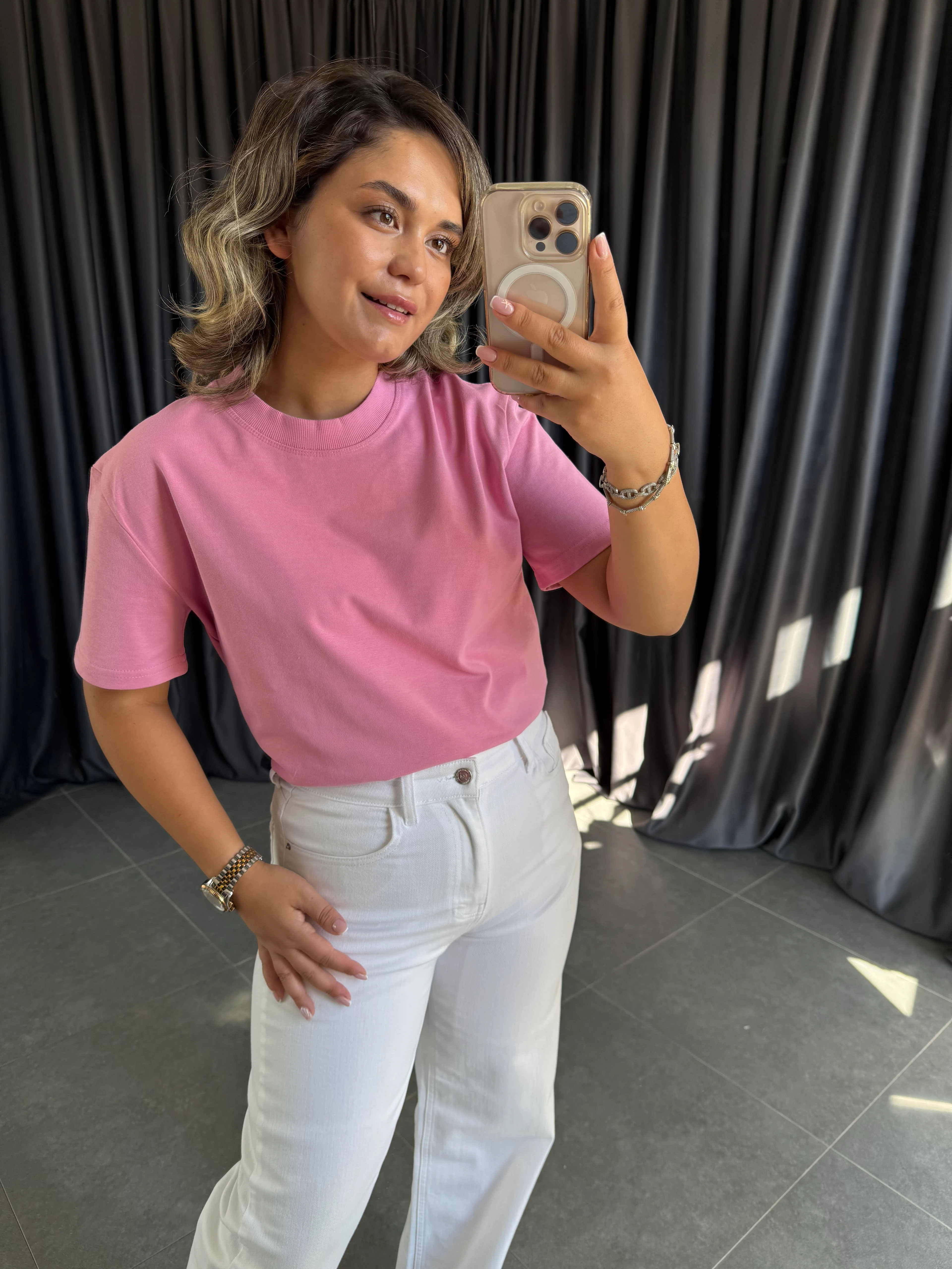 30312 Ekru Dekoratif Dikişli Tişört