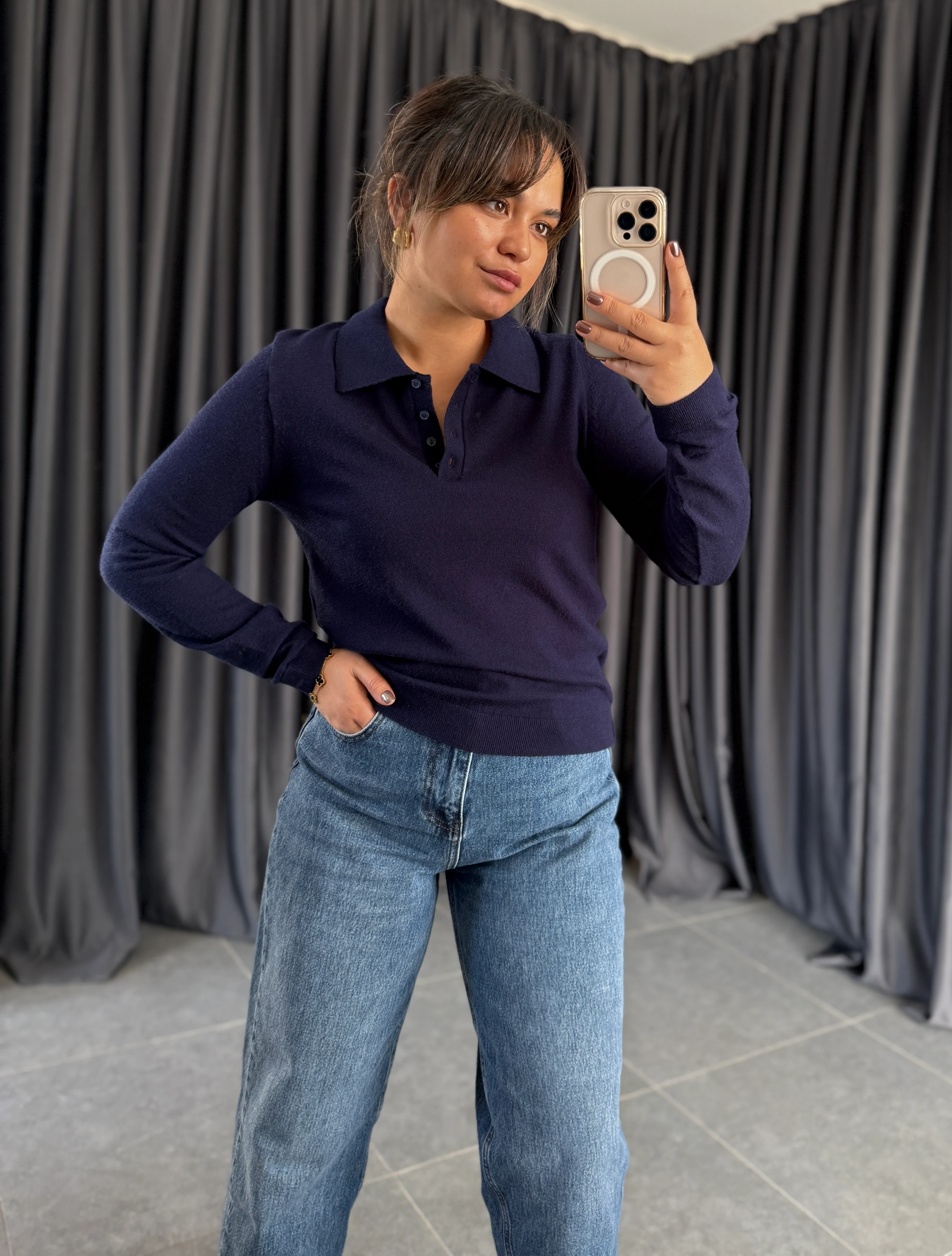 Polo yaka triko - Lacivert