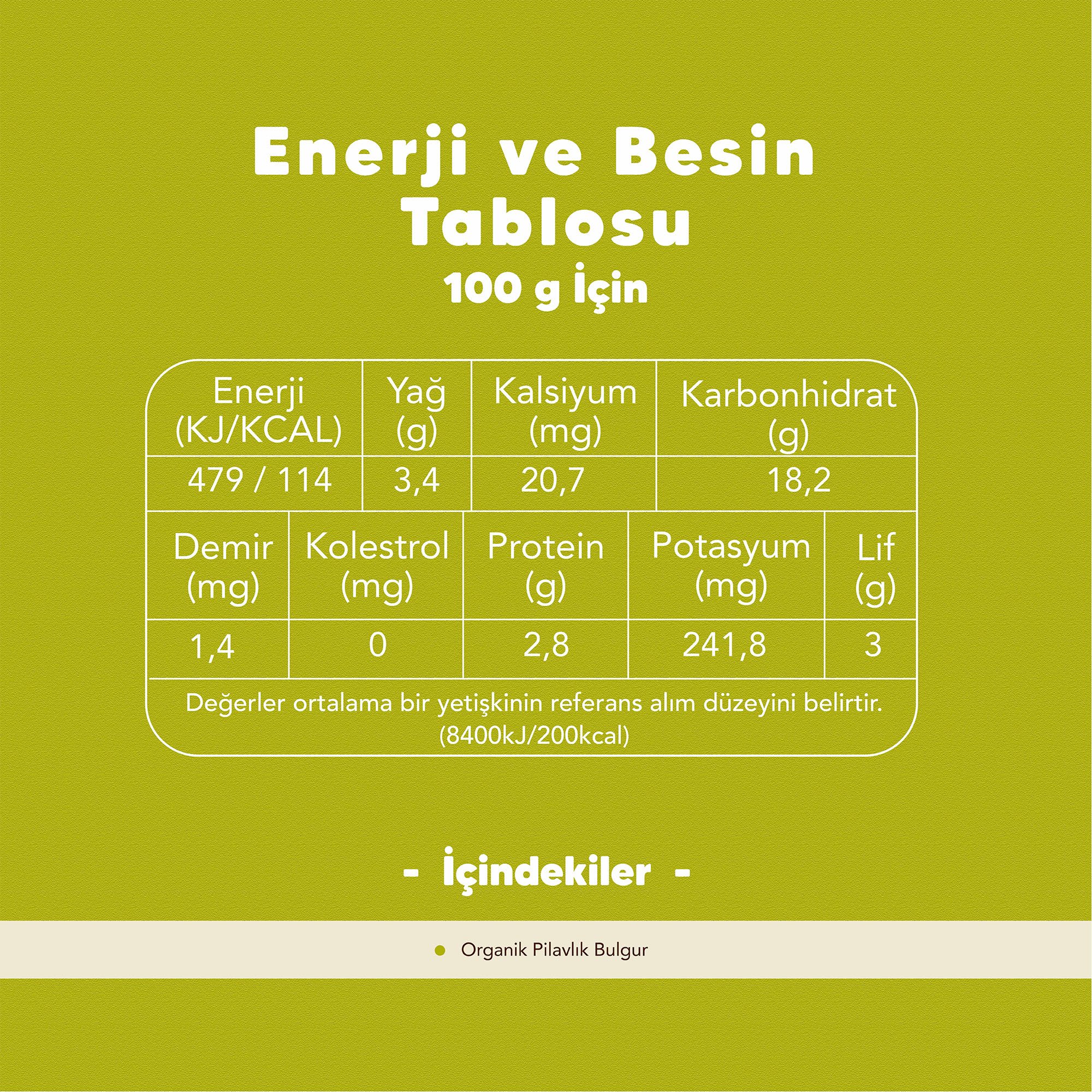 3'lü Organik Pilavlık Bulgur 1000 gr