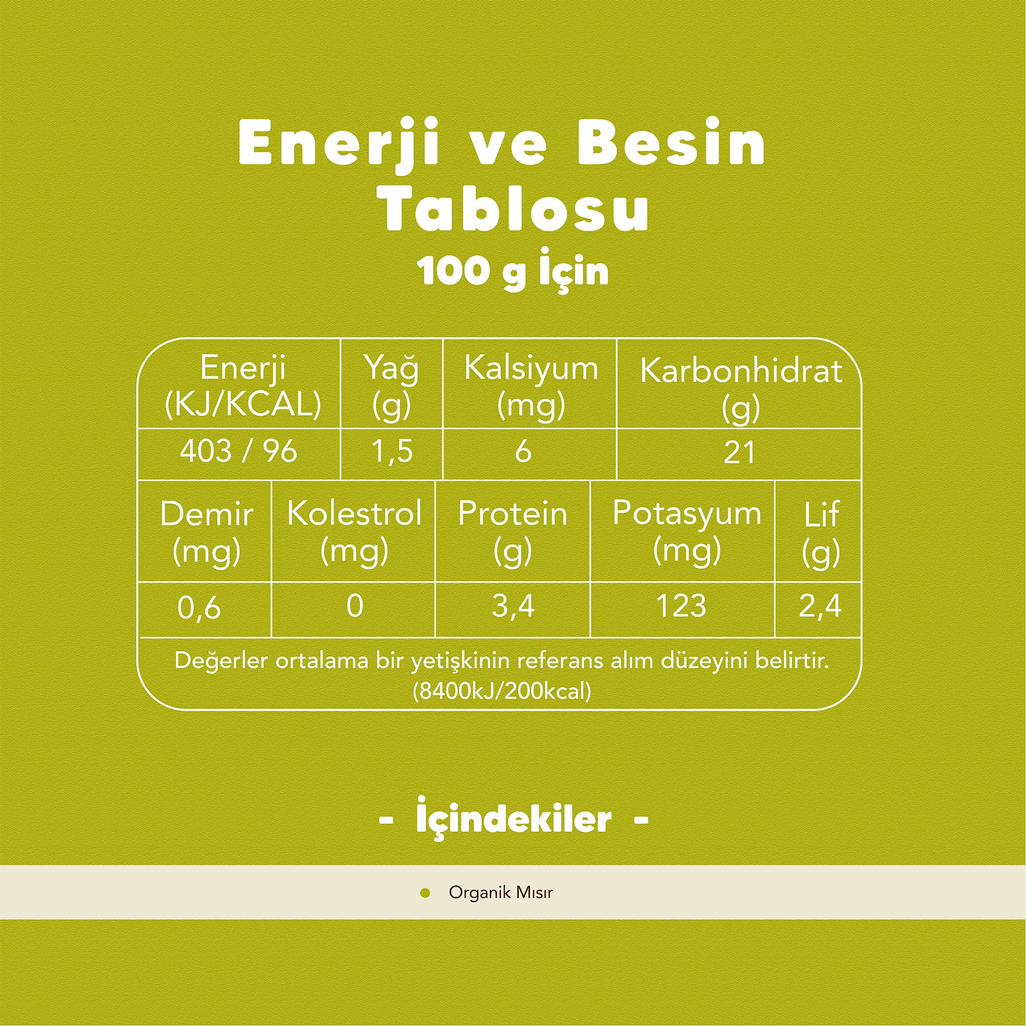 4'lü Organik Patlamalık Mısır 500 gr