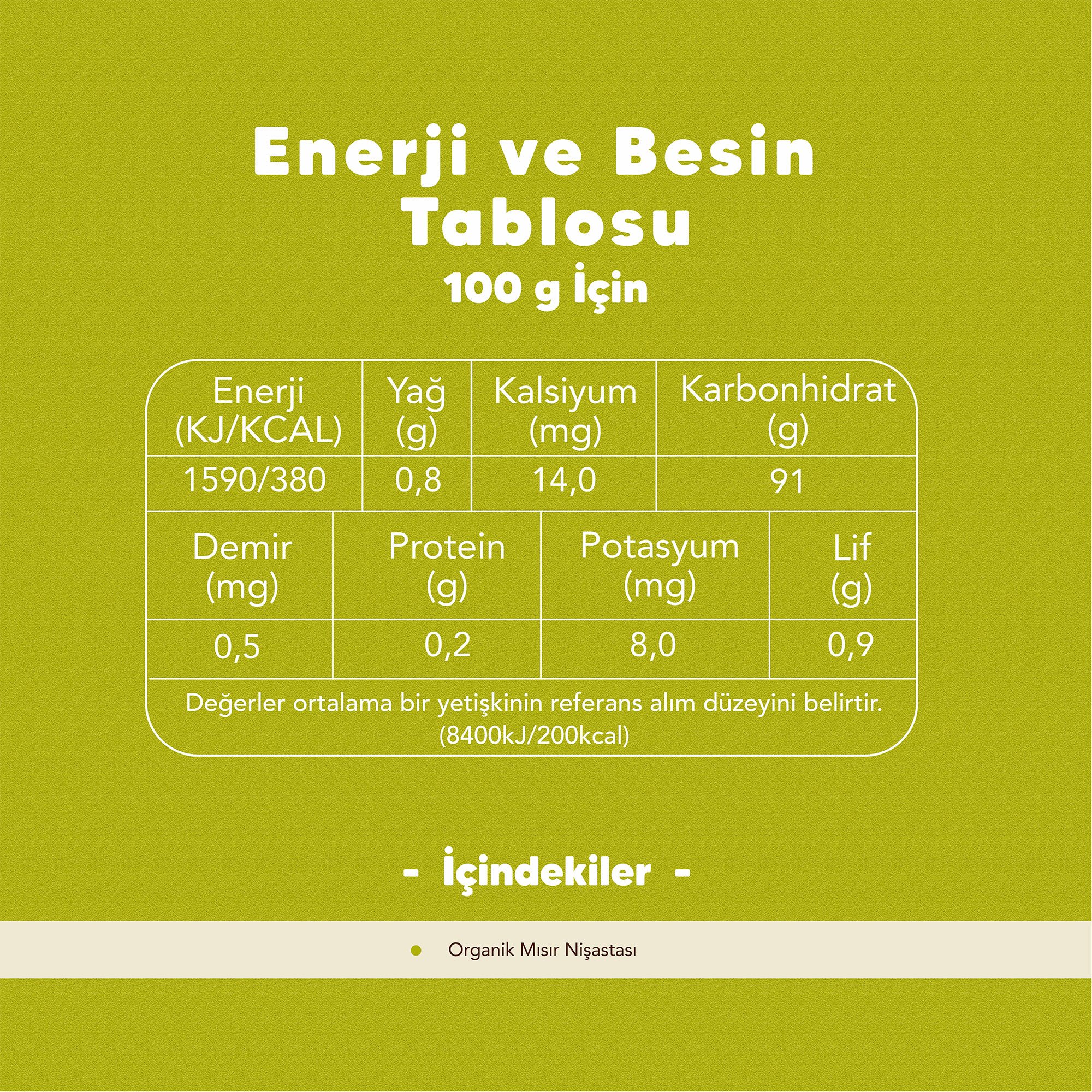 Organik Mısır Nişastası 500 gr