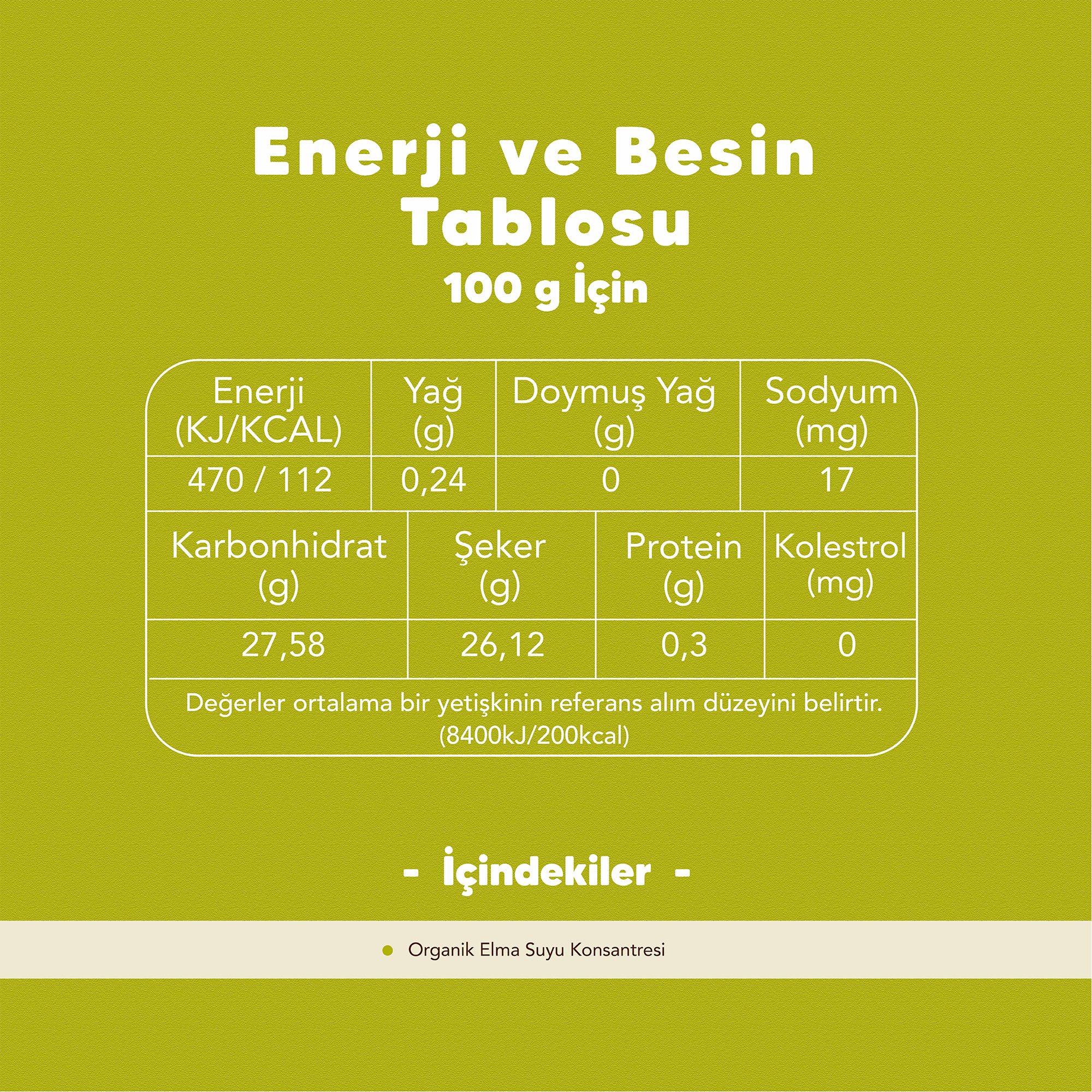 2'li Organik Elma Suyu Konsantresi 330 gr (Pestisit Analizli)