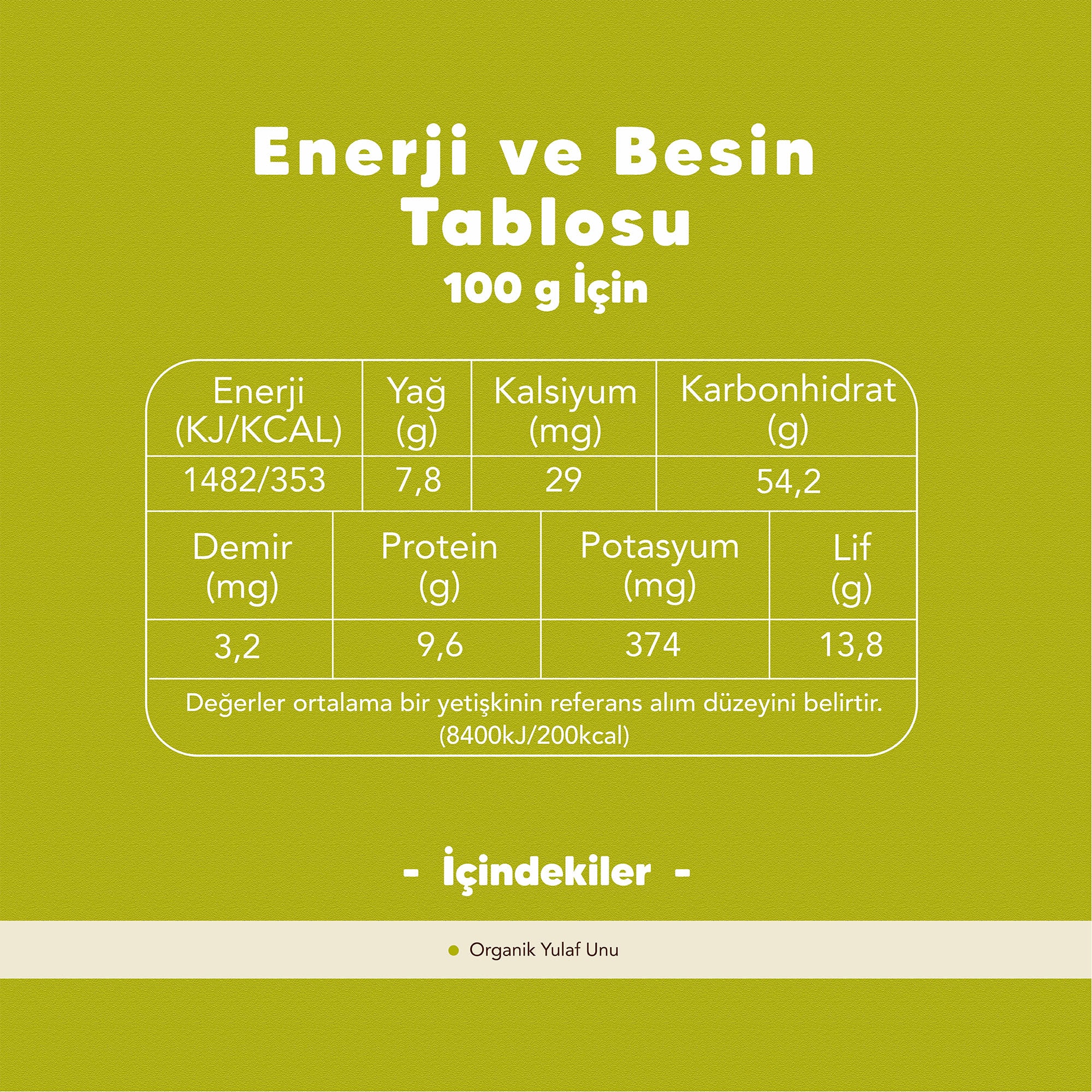 Organik Yulaf Unu 500 gr