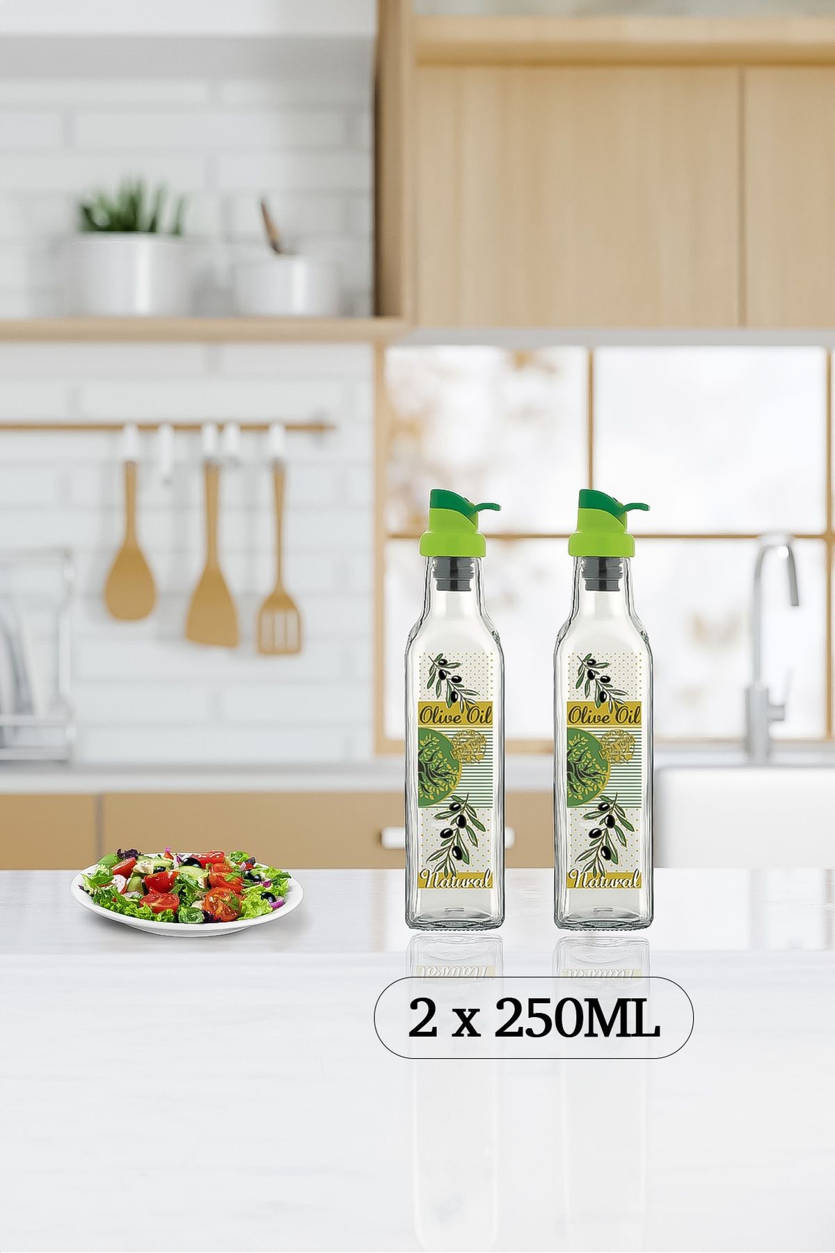 Natura 2'li 250ml Yağdanlık, Zeytinyağı Şişesi Zeytinyağı Hediyeli