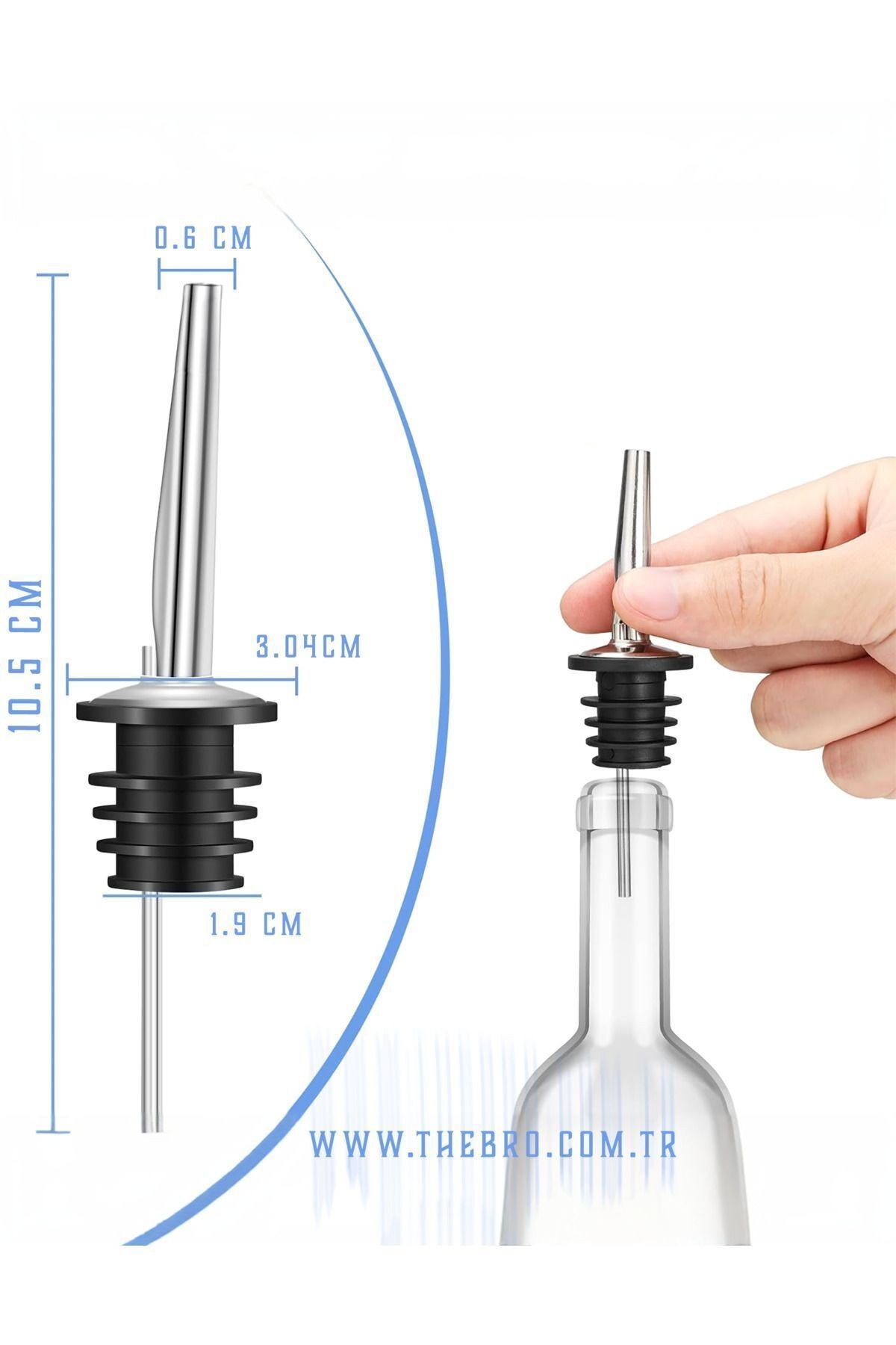 2 Adet Paslanmaz Çelik Şişe Dökücü-şişe Tıpası / Parlak Metal