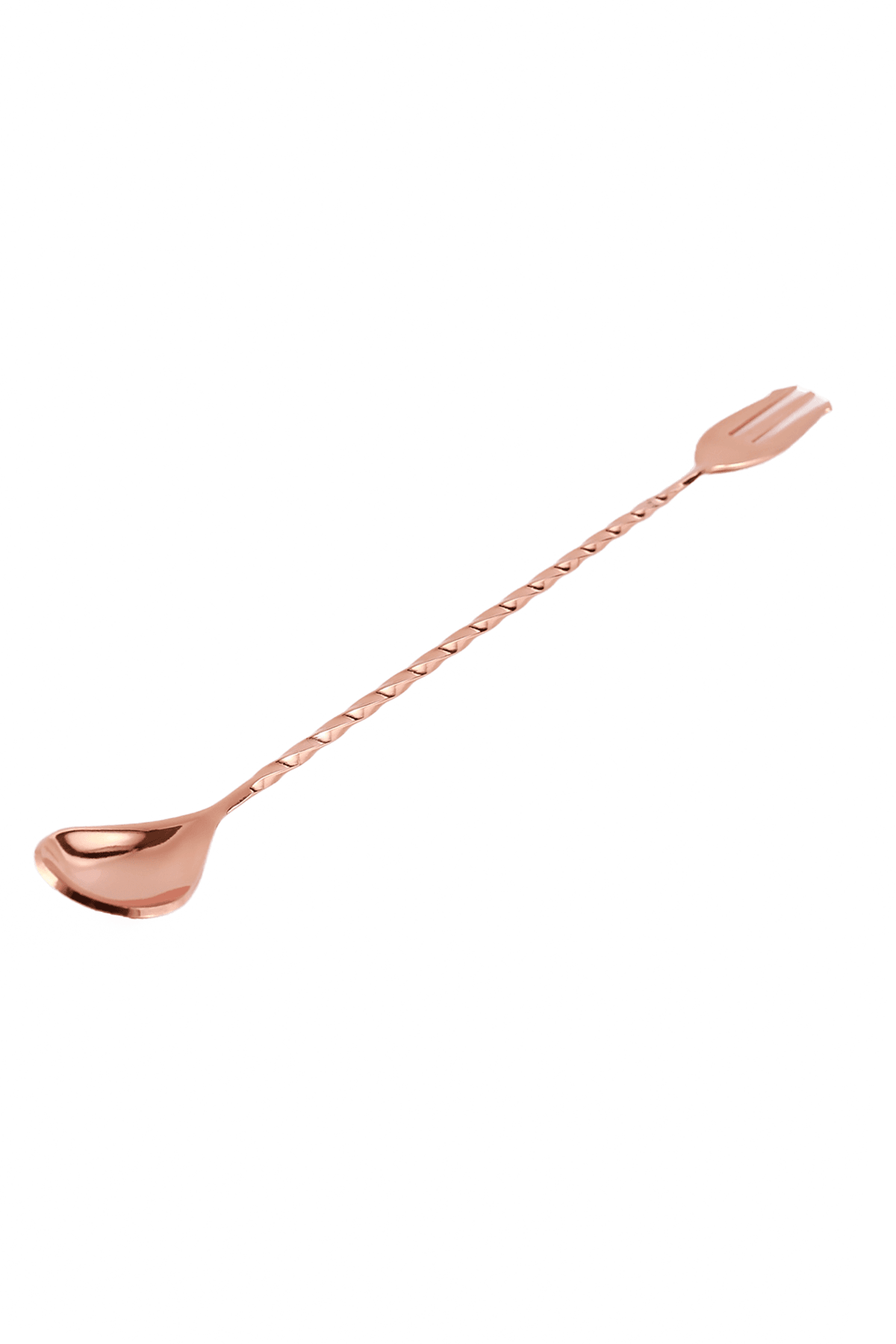 Rose Gold Çatallı Kokteyl Bar Kaşığı 30cm Burgulu