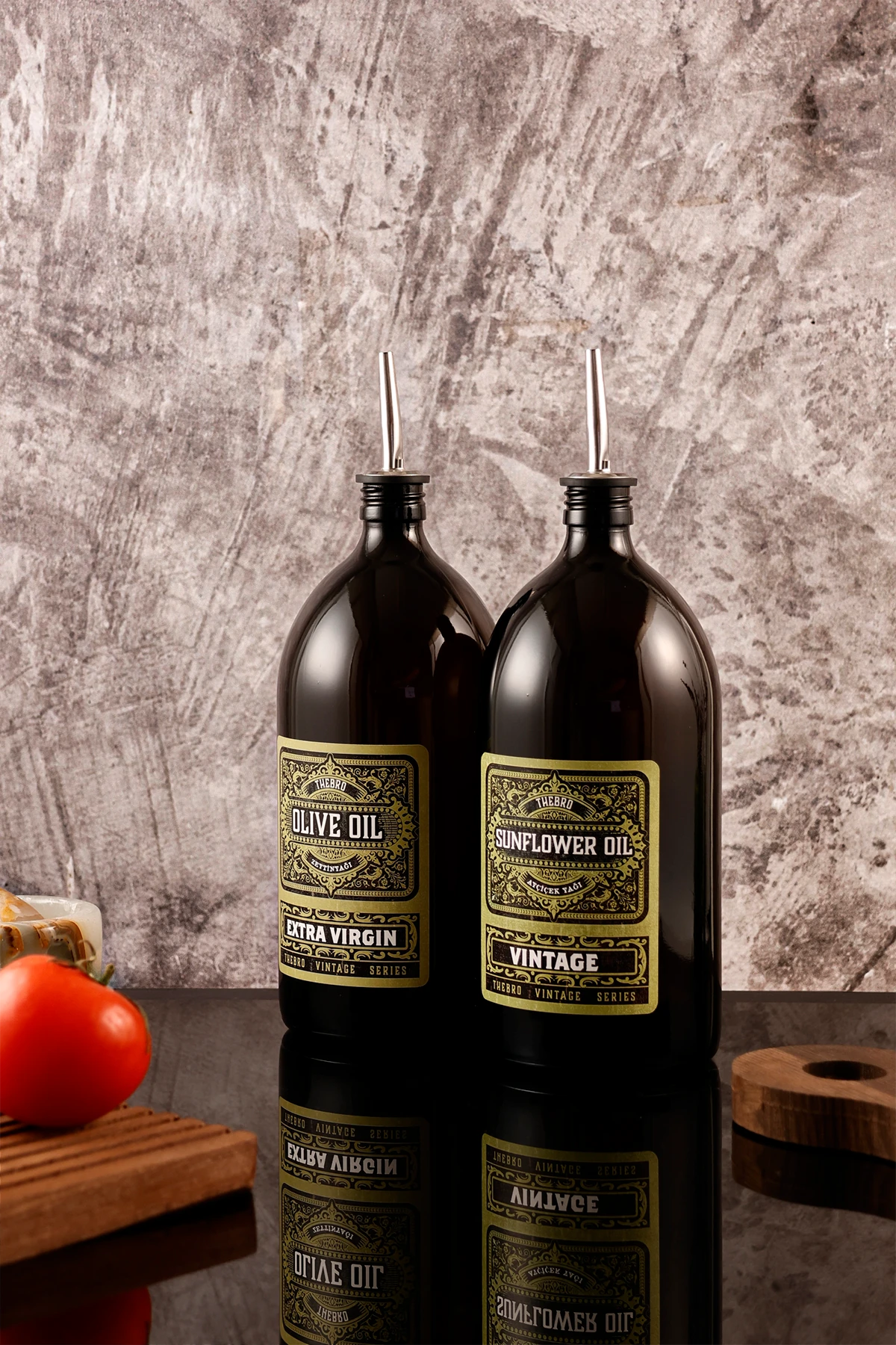 1lt Parlak Siyah Renkli Cam Green Vintage Yağdanlık Zeytinyağı Sıvıyağ Şişesi Vintage Yağlık 