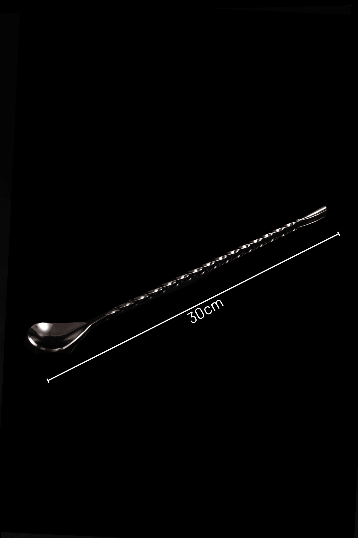 Parlak Siyah 30cm Paslanmaz Metal Bar Kaşığı