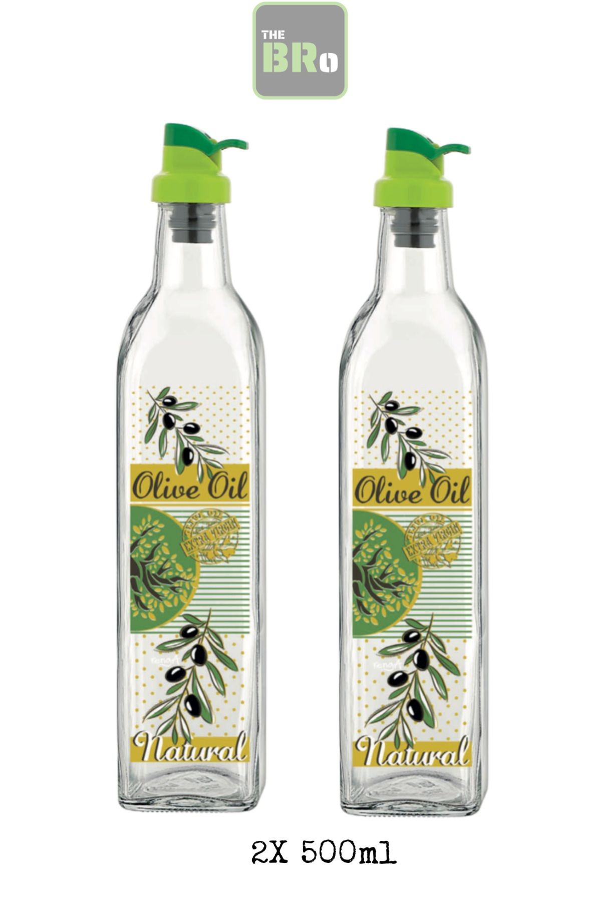 2'li 500ML Olive Oil Desenli Yağdanlık-Limonluk-Sosluk