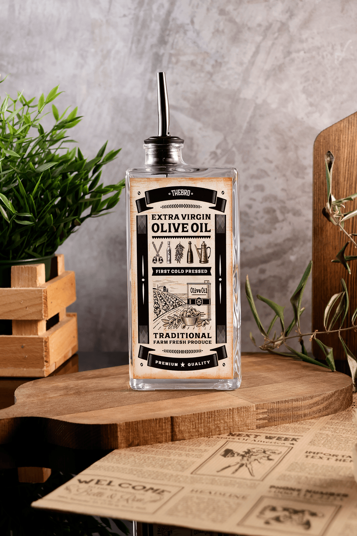 500ML Western Serisi Şeffaf Kalın Cam Zeytinyağı Şişesi Yağdanlık