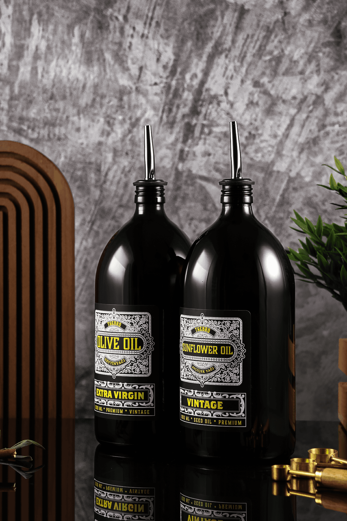 1 Litre Vintage Black Edition  Zeytinyağı Şişesi Ayçiçek Yağı Şişesi