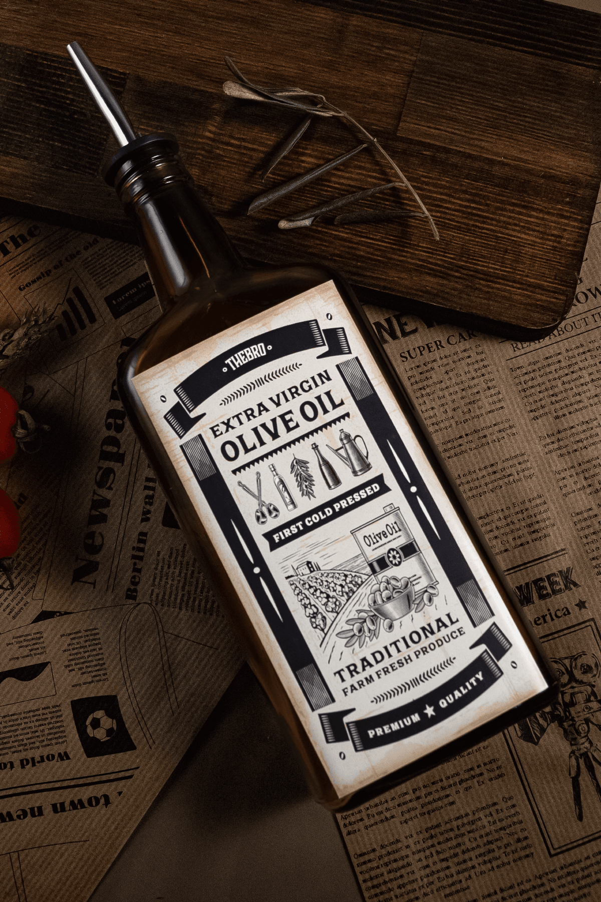 500ML Eskitme Amber Renkli Western Serisi Zeytinyağı Şişesi Parlak Metal Dökücülü