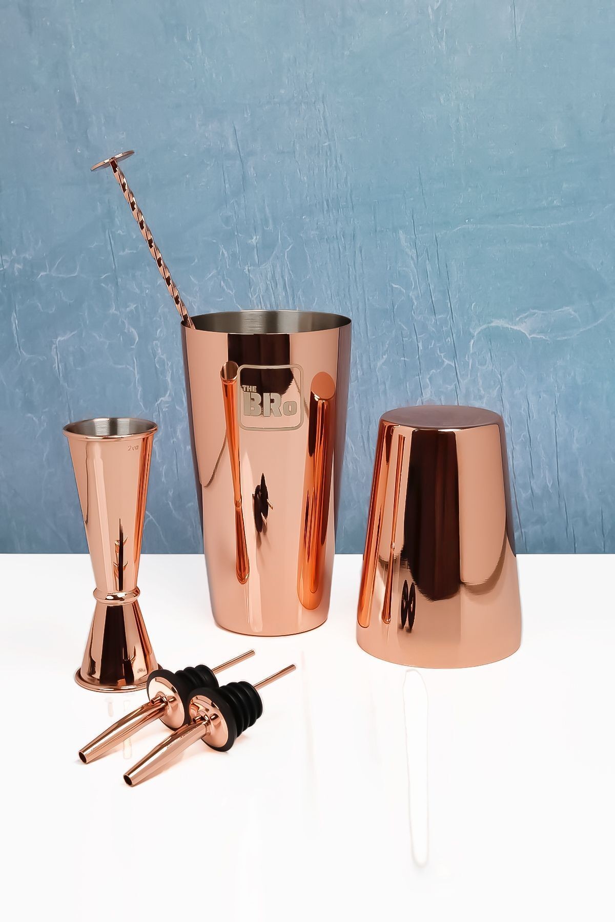 Rose Gold 850ML Boston Shaker  6 Parça Profesyonel Kokteyl Seti