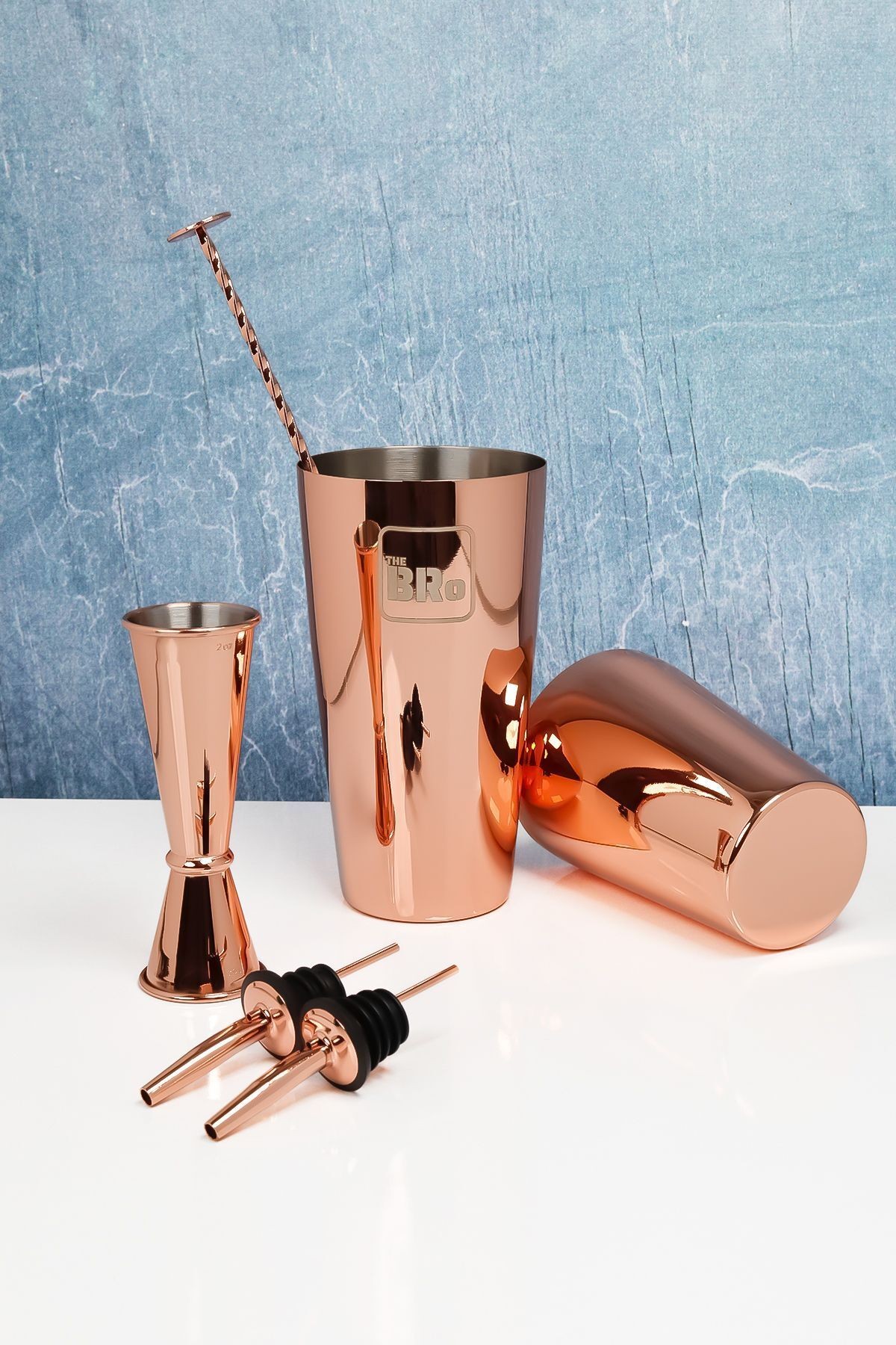 Rose Gold 850ML Boston Shaker  6 Parça Profesyonel Kokteyl Seti