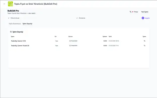 BulkEdit Pro: Toplu Fiyat ve Stok Yöneti ekran görüntüsü 6