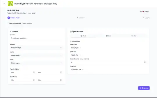 BulkEdit Pro: Toplu Fiyat ve Stok Yöneti ekran görüntüsü 1