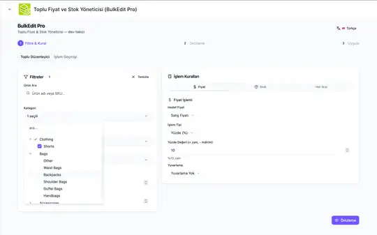 BulkEdit Pro: Toplu Fiyat ve Stok Yöneti ekran görüntüsü 2