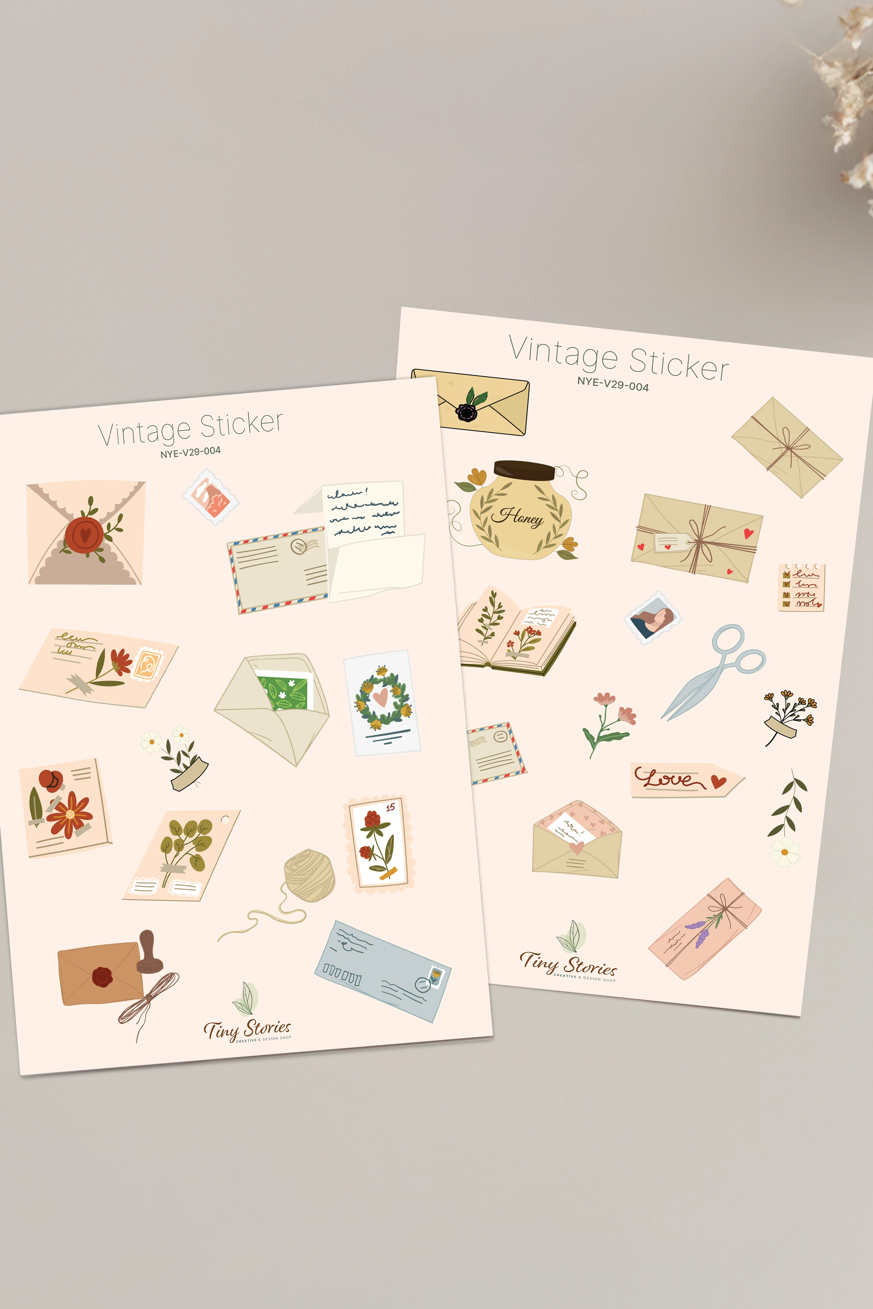 Vintage Sticker Set - 2 Sayfa