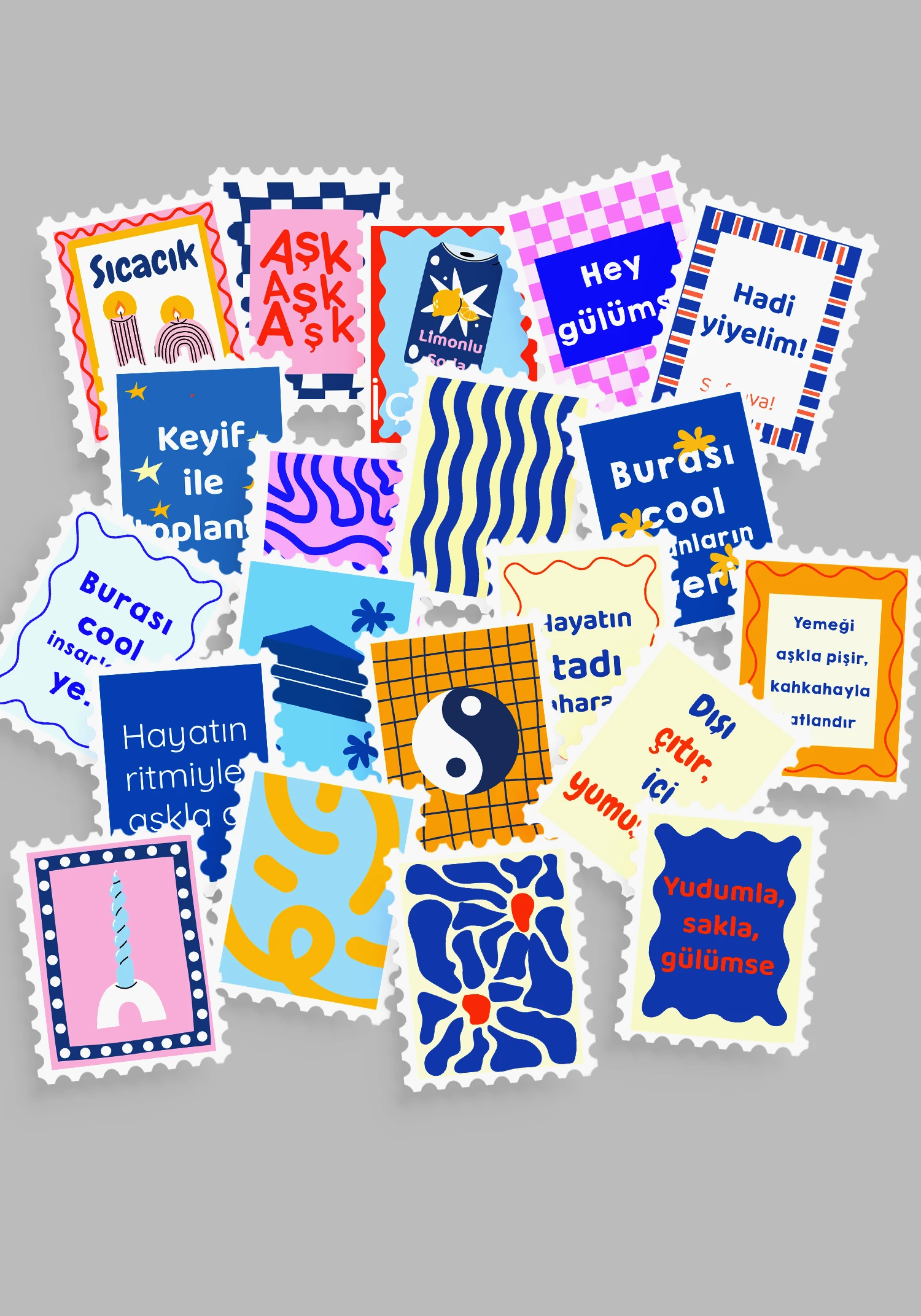 Renkli Pul Sticker Seti 20'li - Bullet Journal Ajanda Scrapbook 