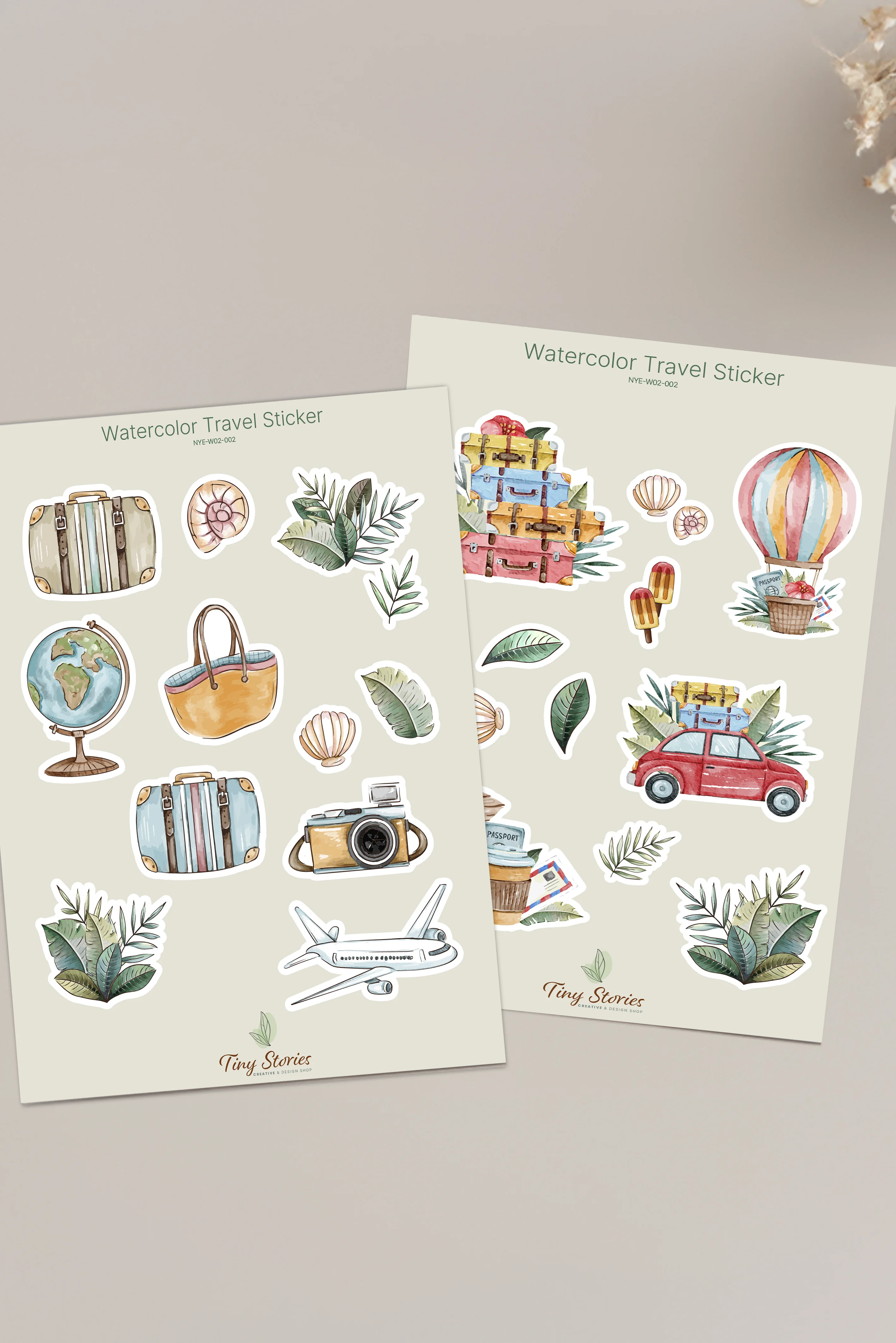 Watercolor Travel Sticker - 2 Sayfa