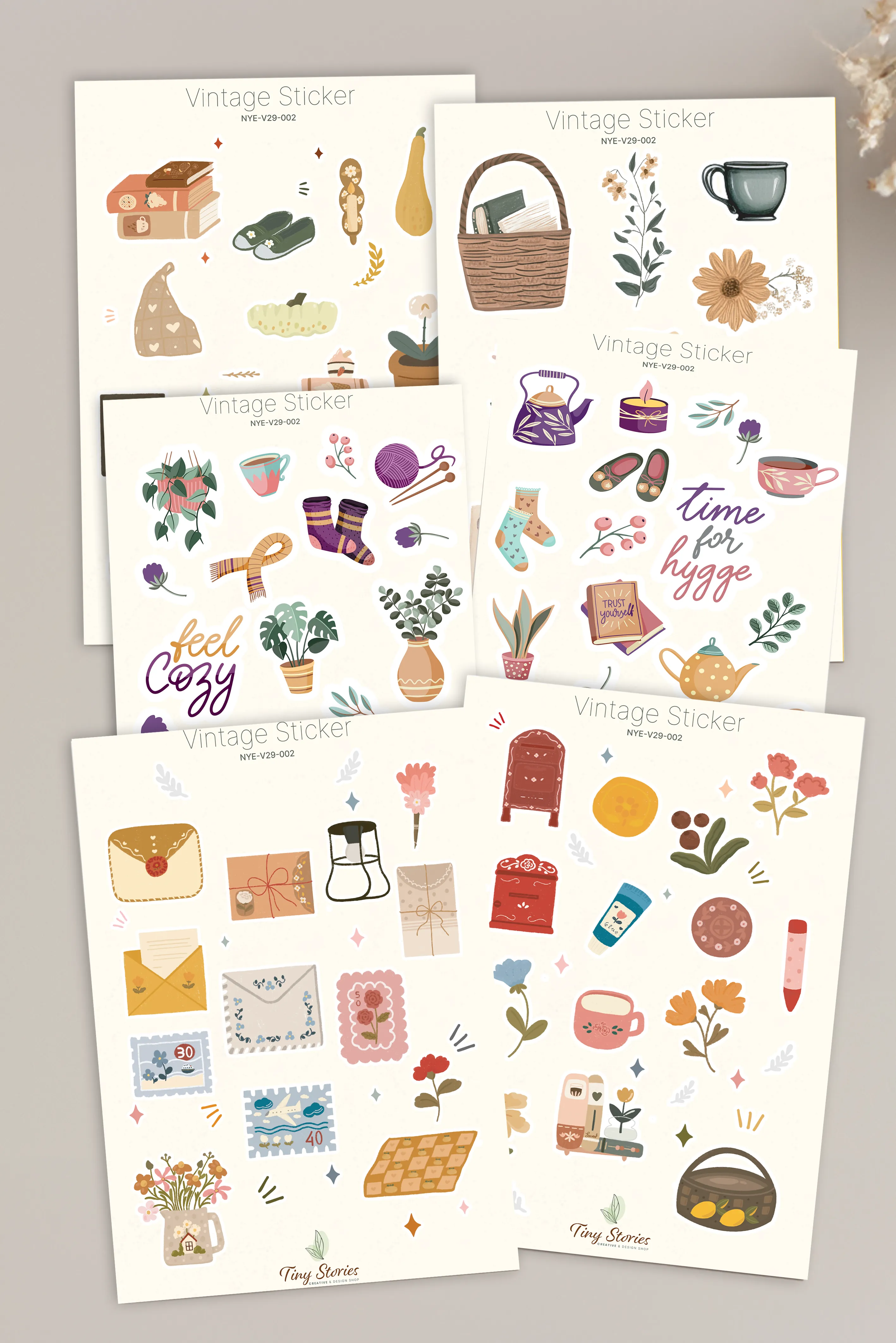 Vintage Sticker Set - 6 sayfa 
