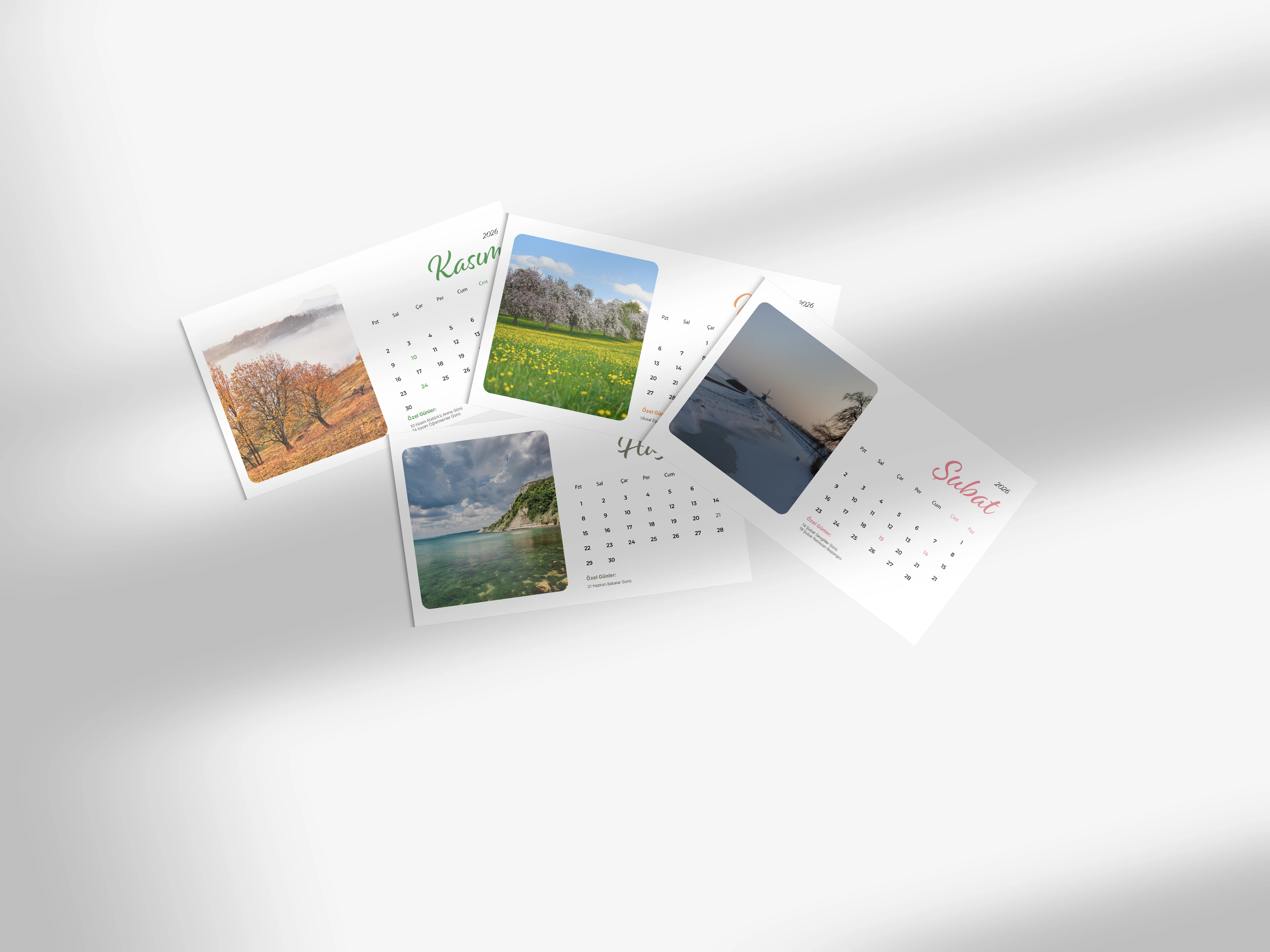 2026 Takvim (10x15 cm ) + Karton Stand - Manzara Takvim