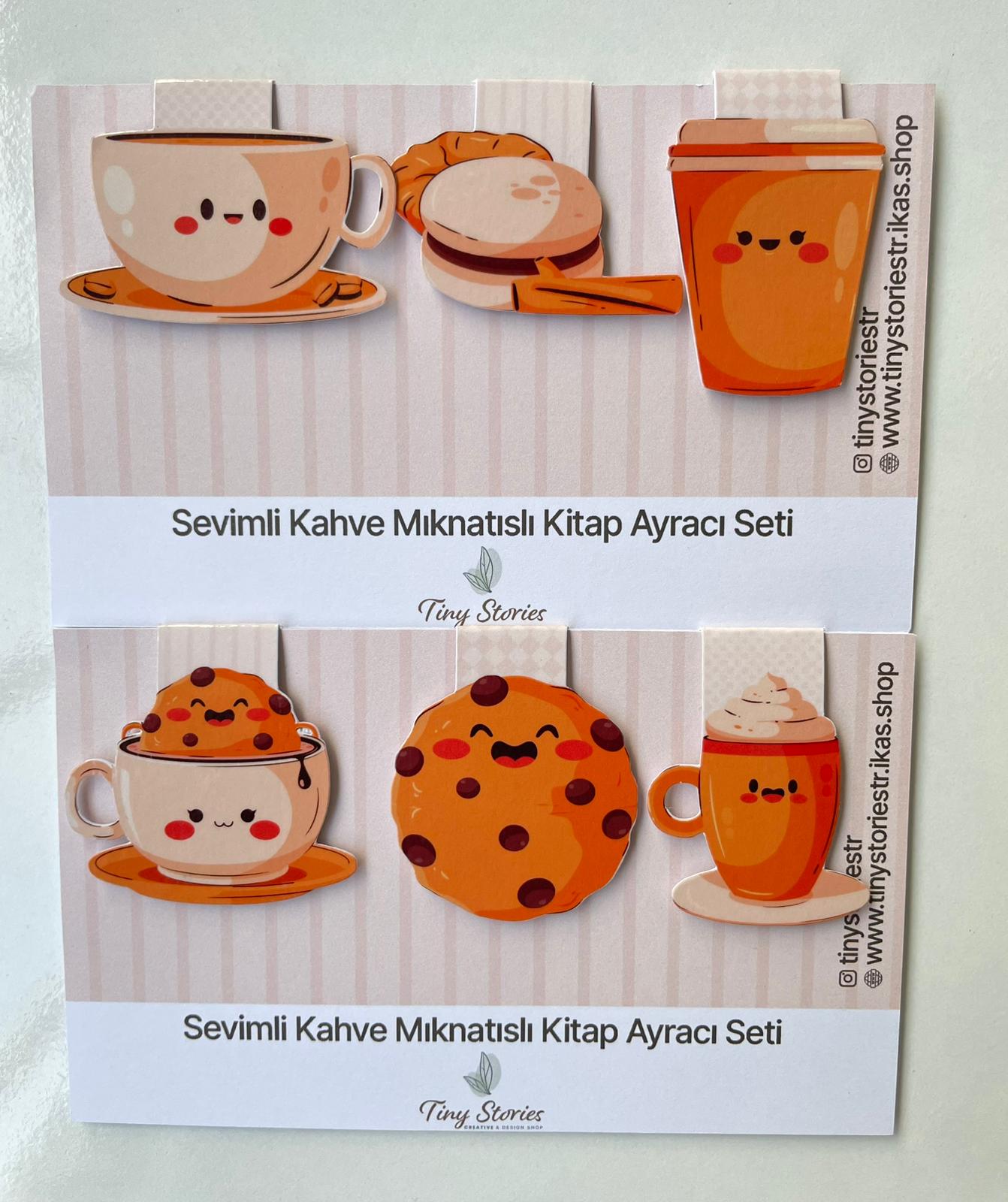 Mıknatıslı Kitap Ayracı Sonbahar Seti - 6 Adet - KAHVE - KURABİYE TEMALI