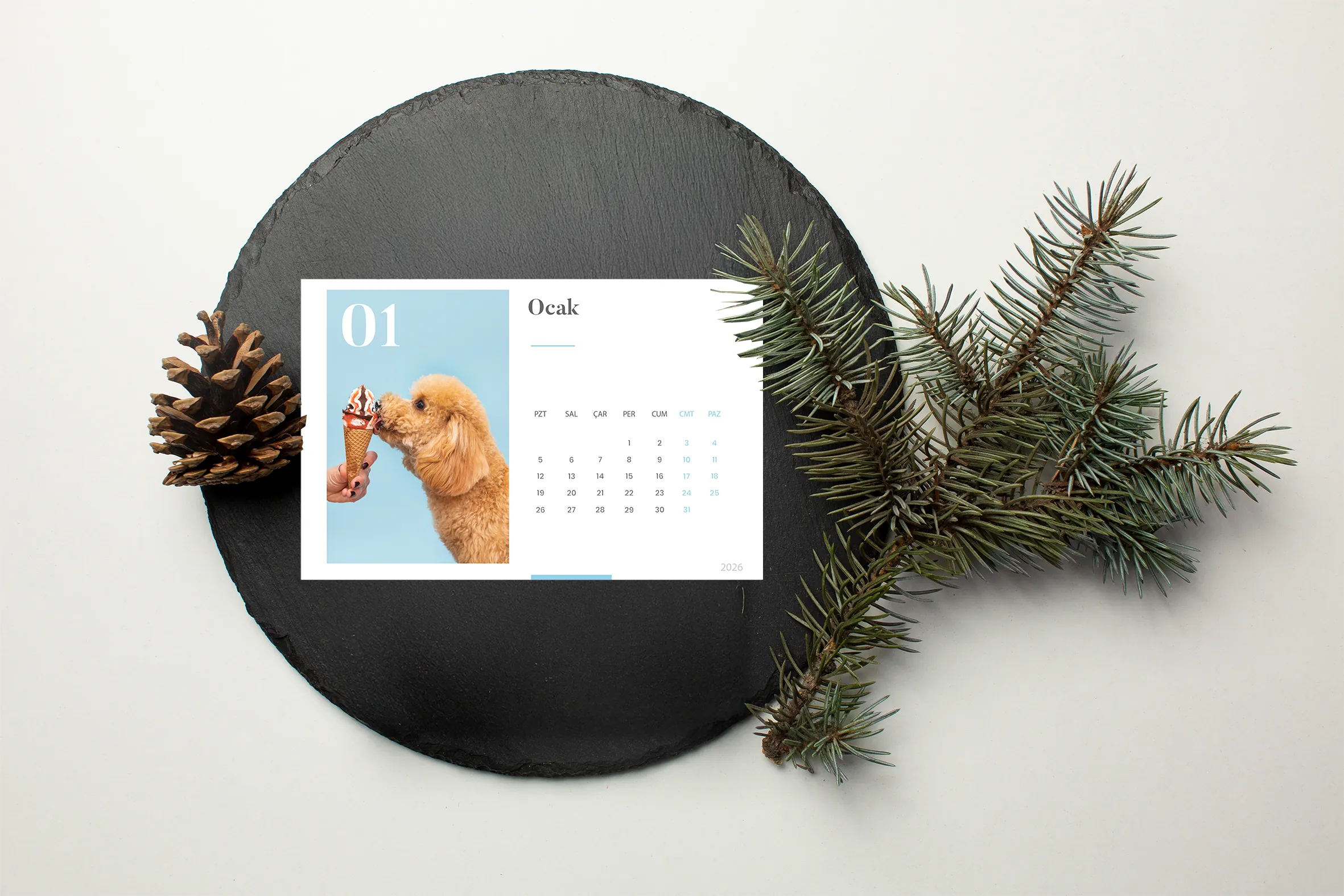 2026 Takvim (10x15 cm ) + Karton Stand - Kişiye Özel Yatay Takvim