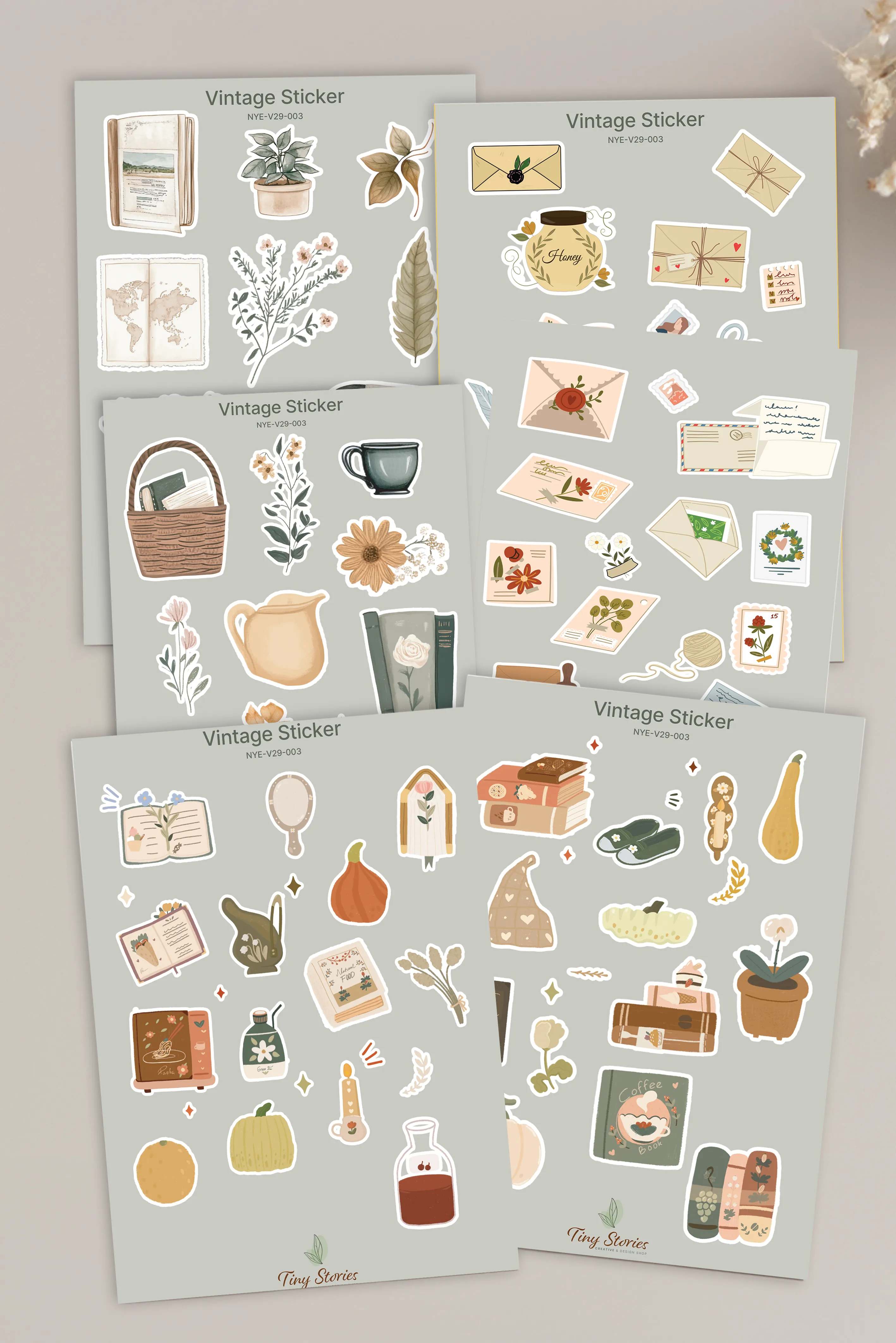 Vintage Sticker Set - 6 Sayfa 