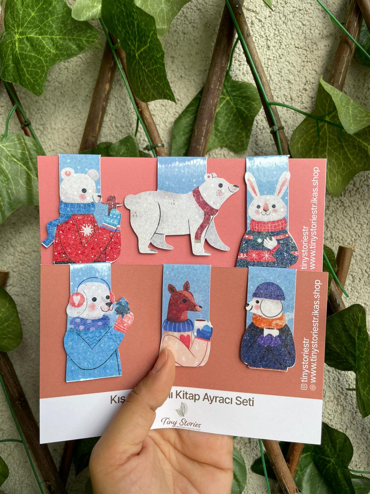 Mıknatıslı Kitap Ayracı Sonbahar Seti - 6 Adet - KIŞ TEMALI HAYVAN FİGÜRLÜ HOLOGRAMLI