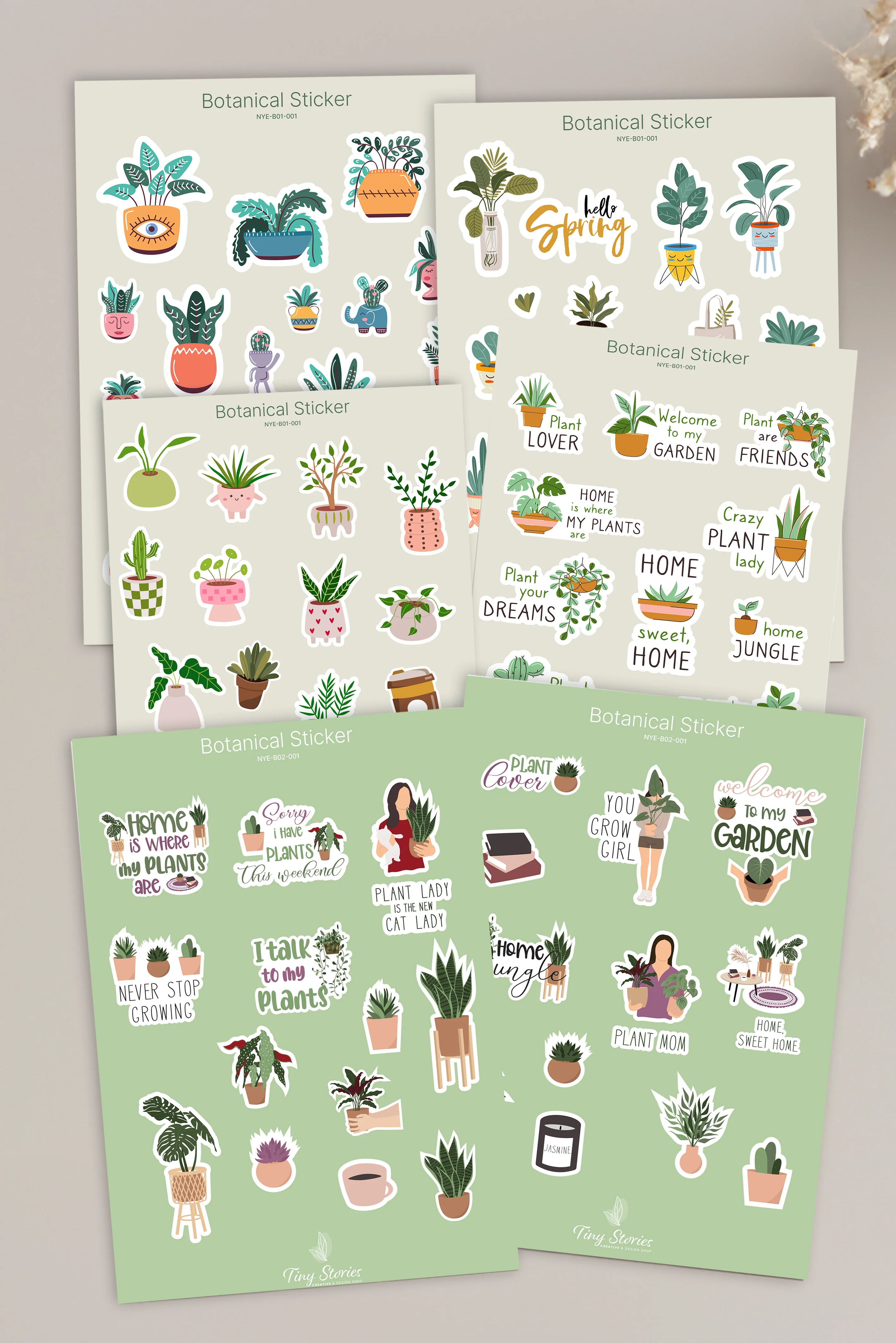 Botanik Temalı Sticker Set - 6 Sayfa 