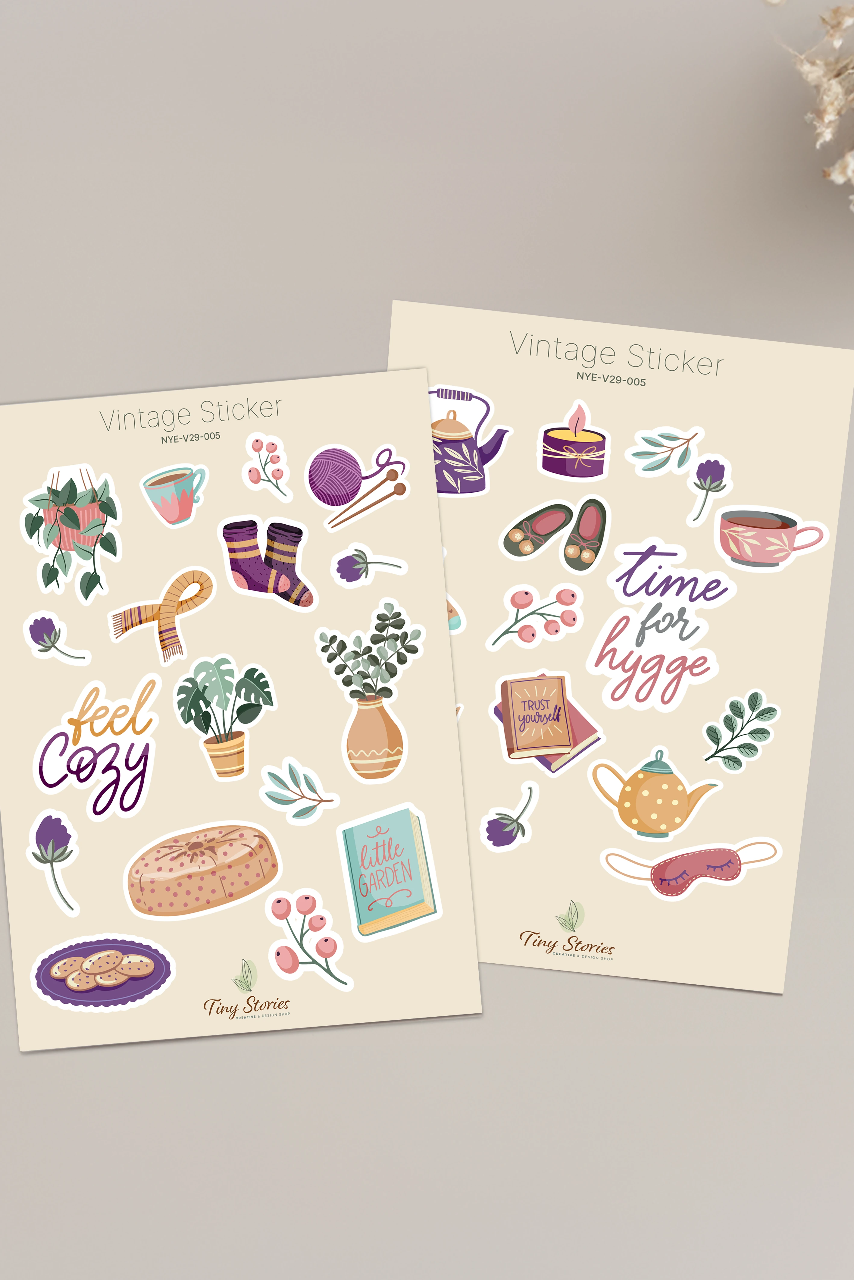 Vintage Stickere Set - 2 Sayfa