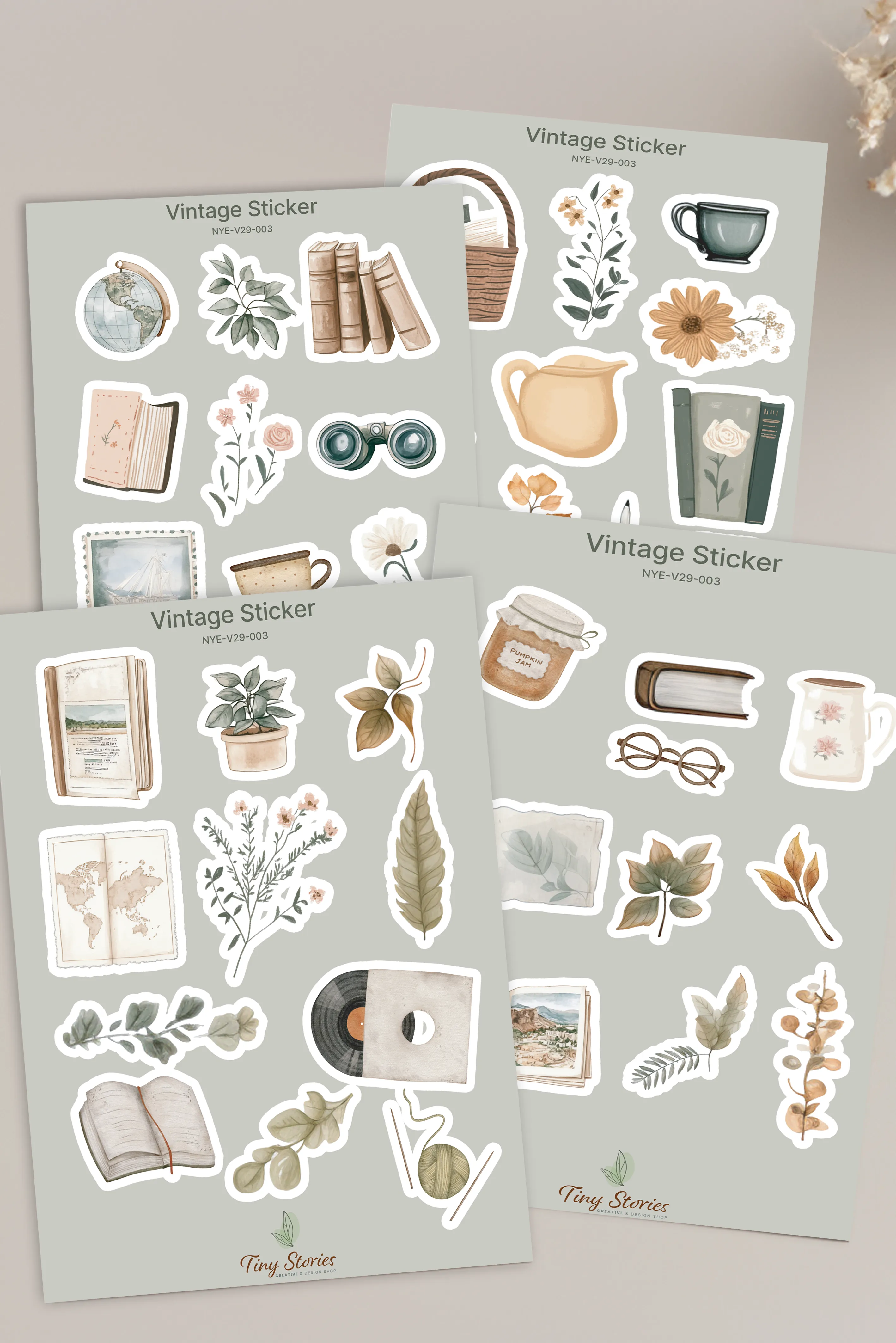 Vintage Sticker Set - 4 Sayfa