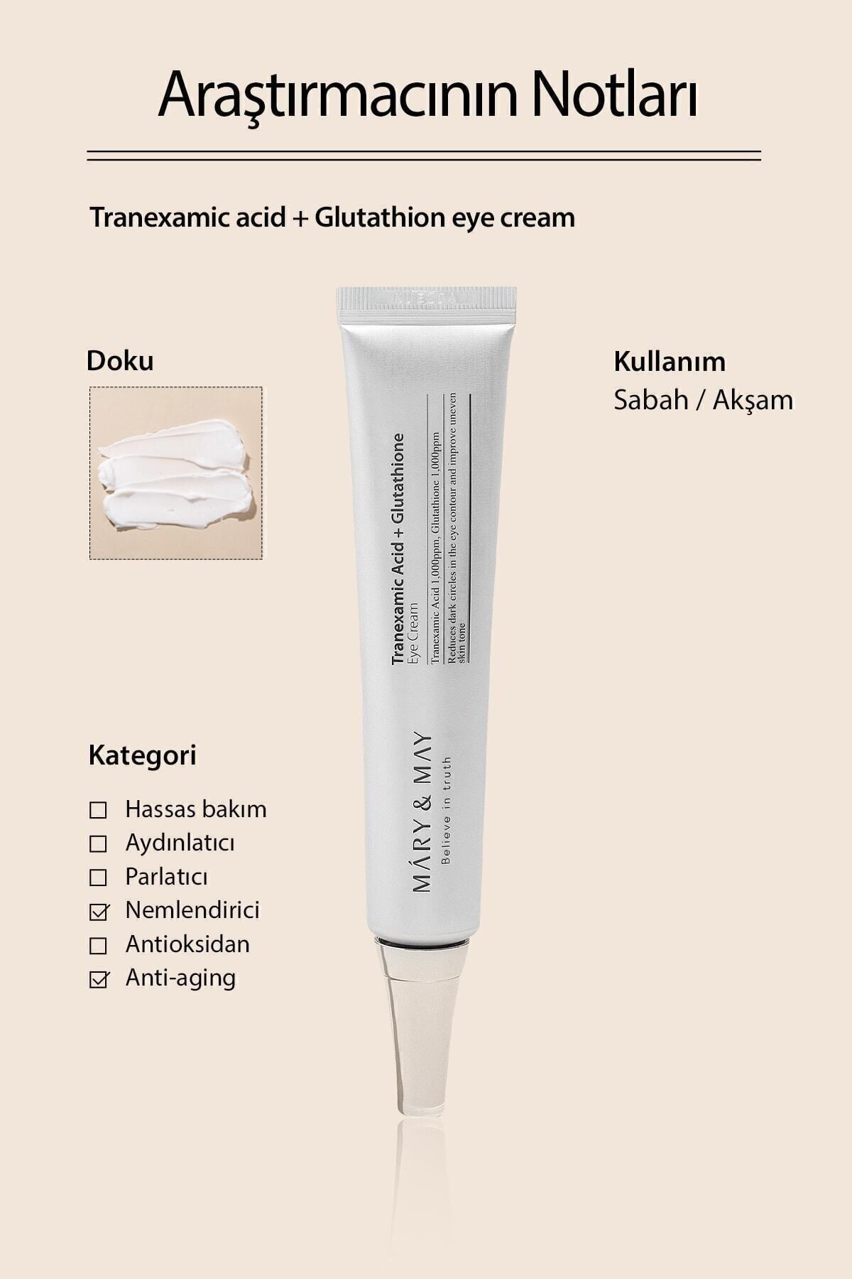 Tranexamic Acid+glutathion Aydınlatıcı Göz Çevresi Kremi 30 Gr