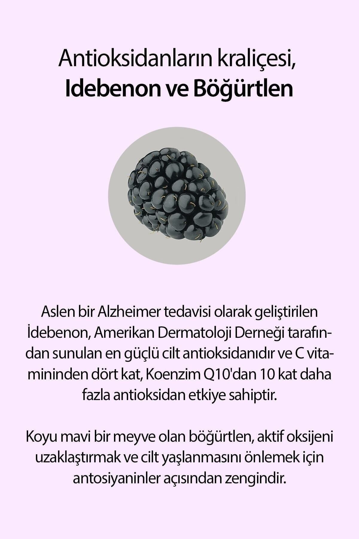 Idebenone + Blackberry Antioksidan Ve Leke Karşıtı Böğürtlen Içeren Canlandırıcı Serum 30 Ml