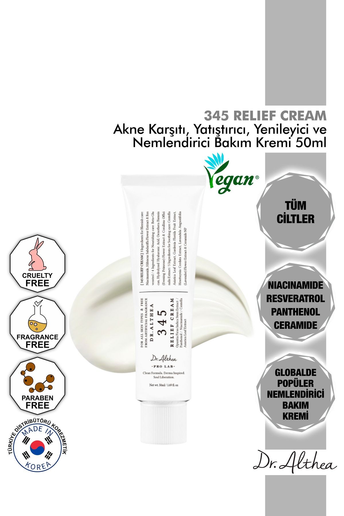 345 Relief Cream - Resveratrol İçeren Karşıtı, Yatıştırıcı, Nemlendirici Krem - 50ml