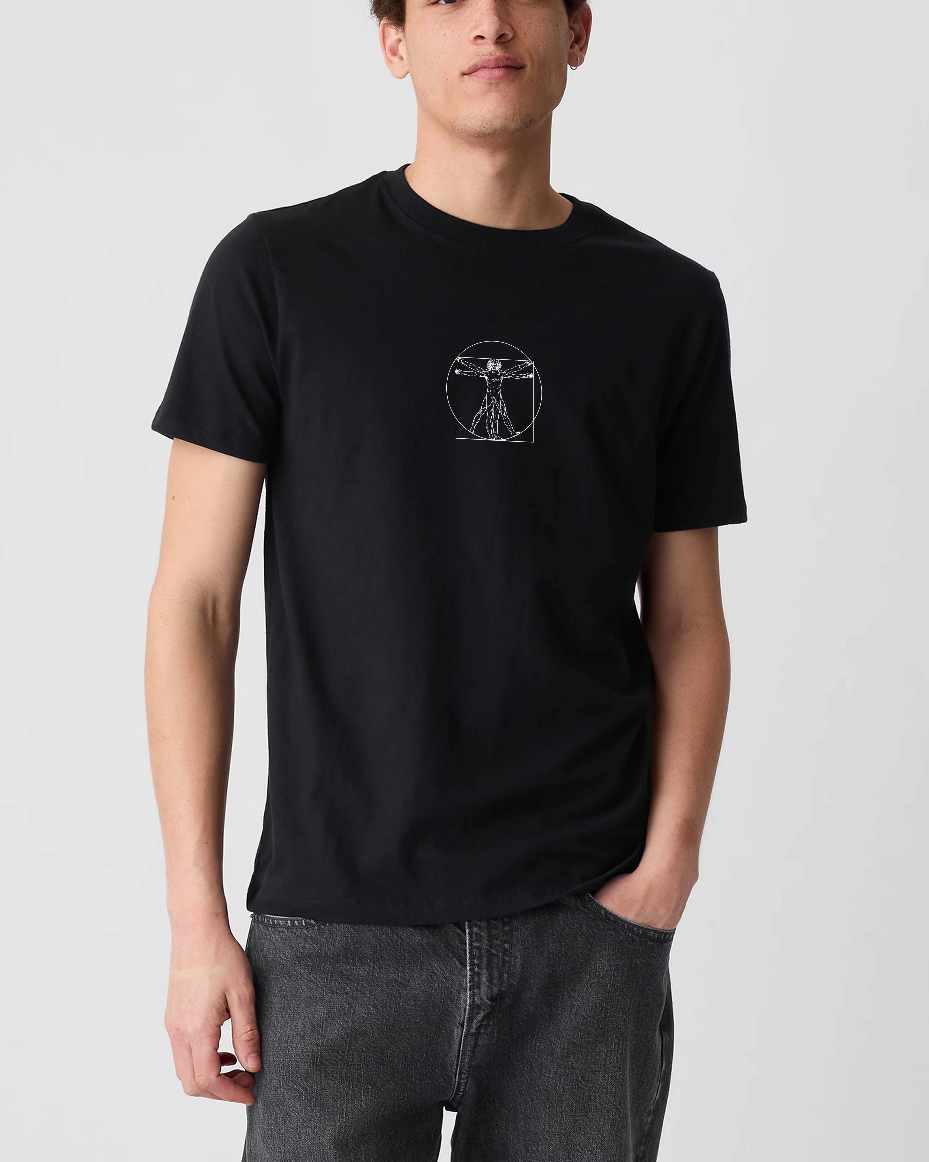 Siyah Vitruvian T-shirt