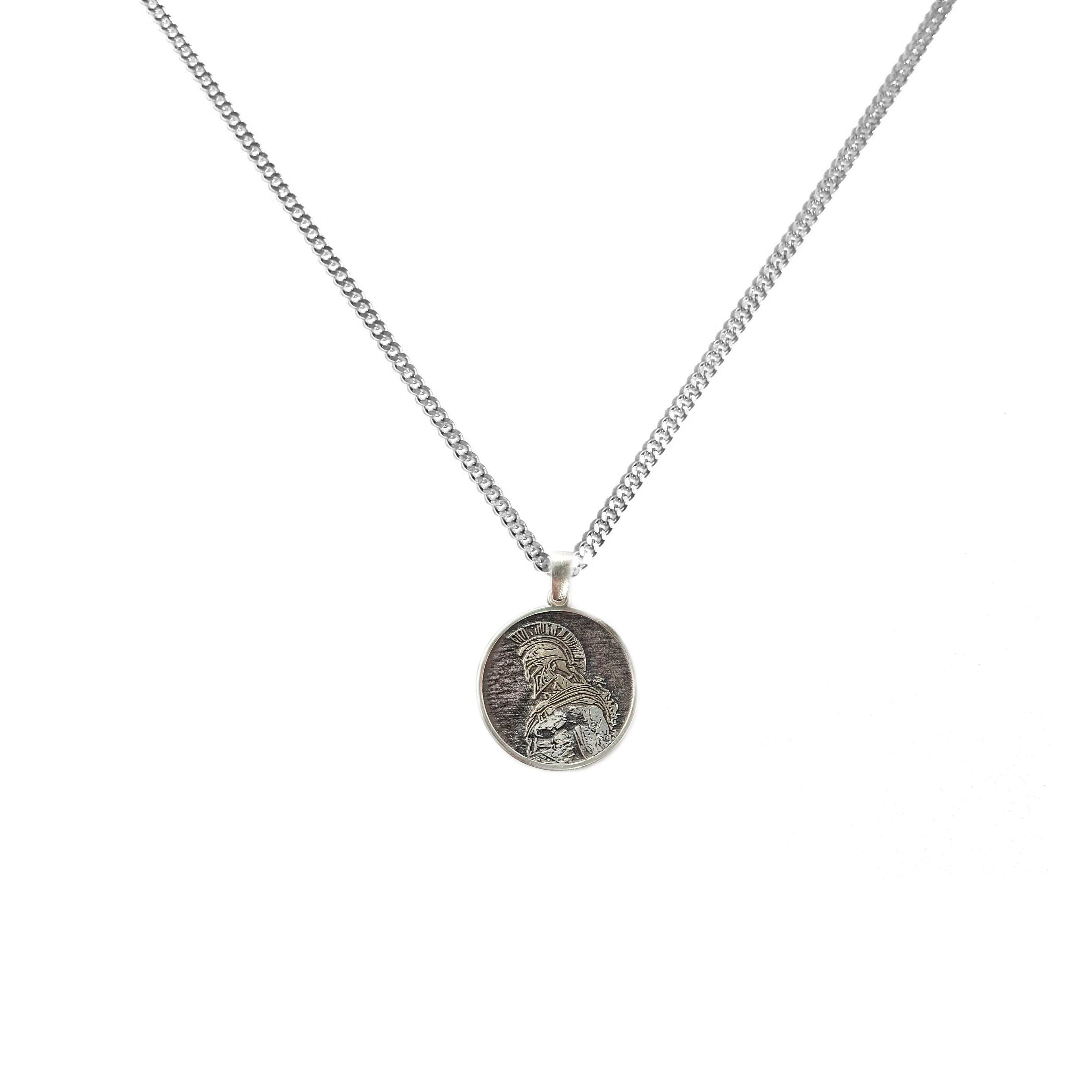 925 Ayar Gümüş -  Spartan Madalyon Kolye