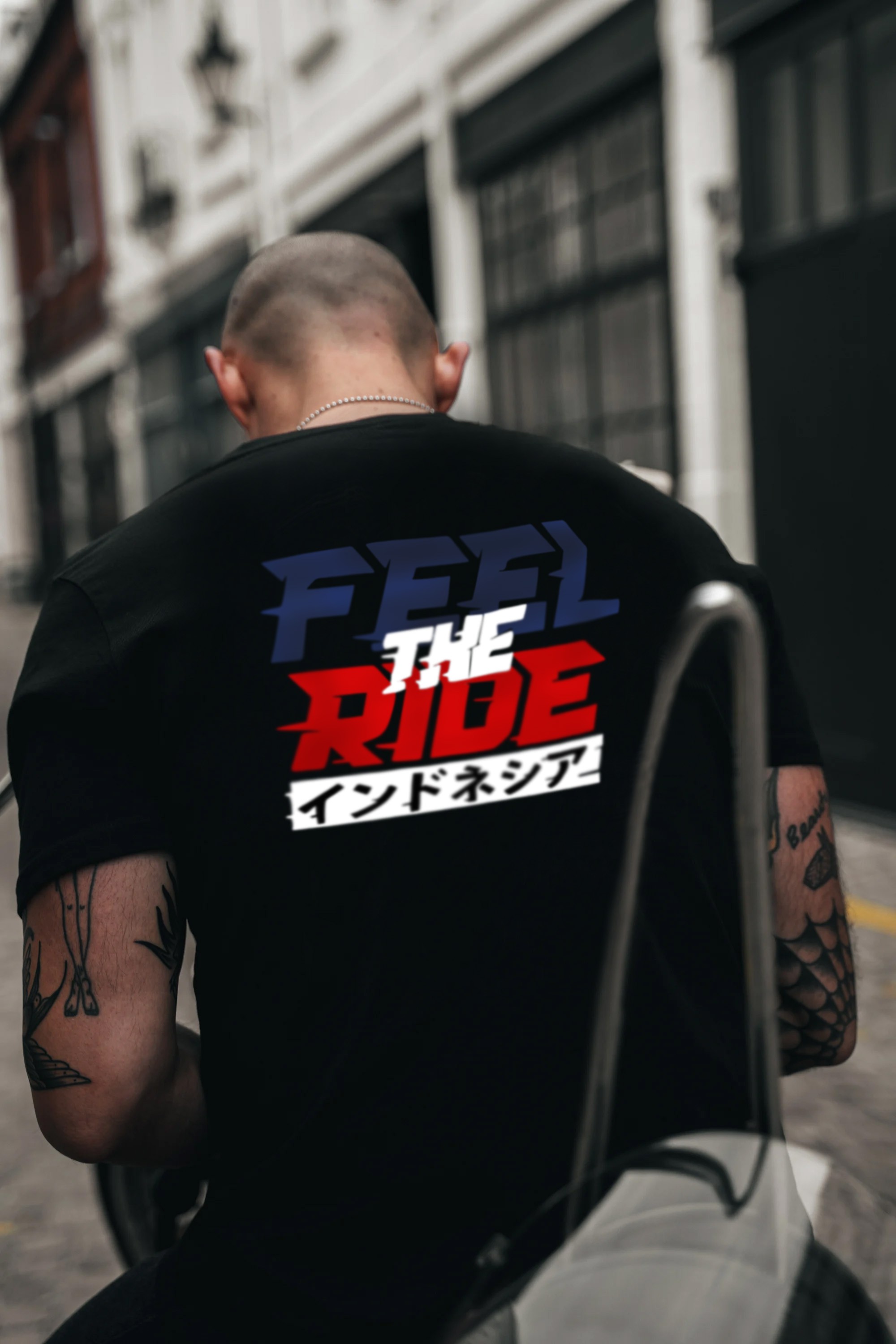 Siyah Feel the Ride Baskılı T-shirt