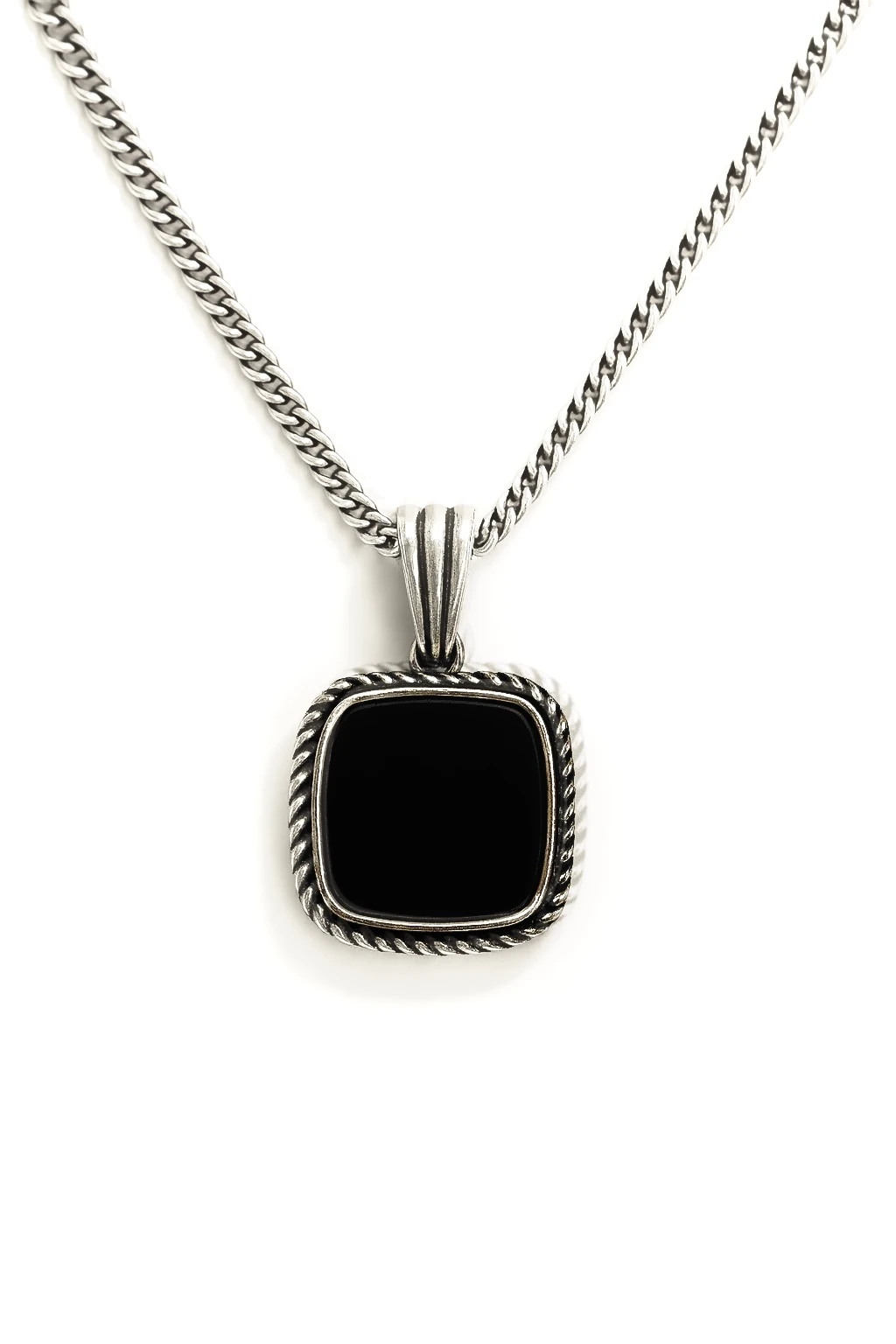 925 Ayar Gümüş -DK Collection - Siyah Taşlı Kolye