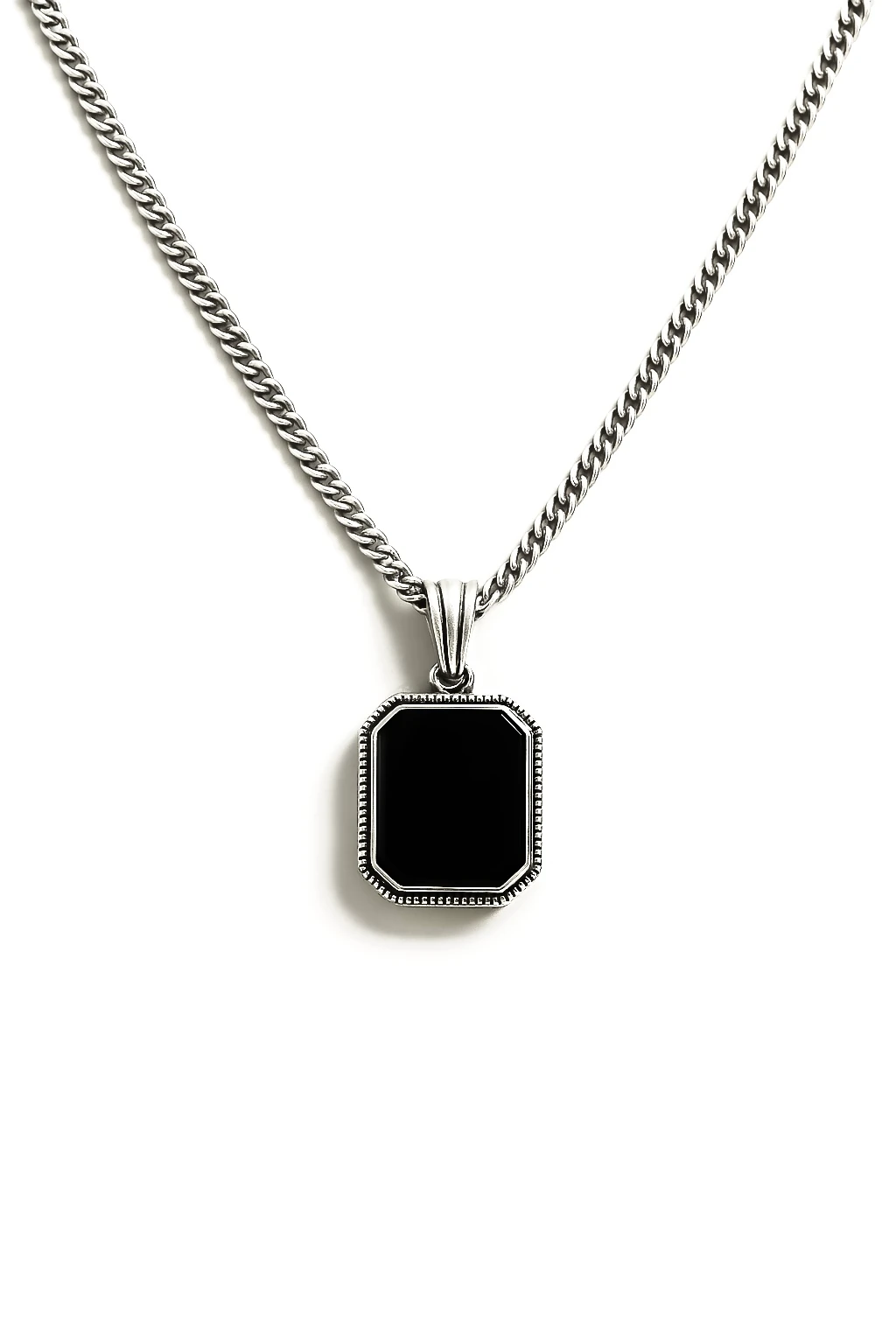 925 Ayar Gümüş - Colorstone Kolye - Siyah Taşlı Kolye