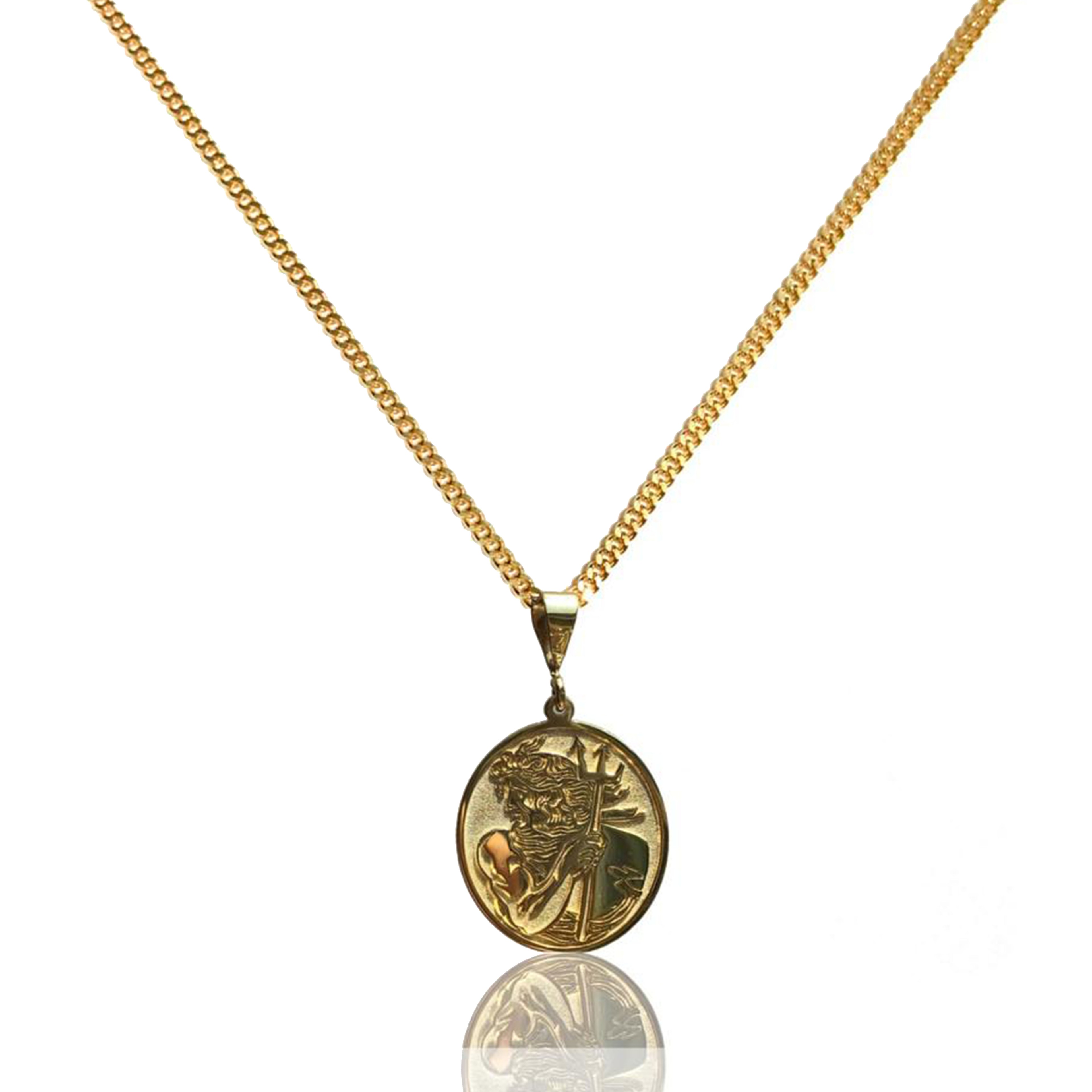925 Ayar Gümüş -  Poseıdon Madalyon Kolye