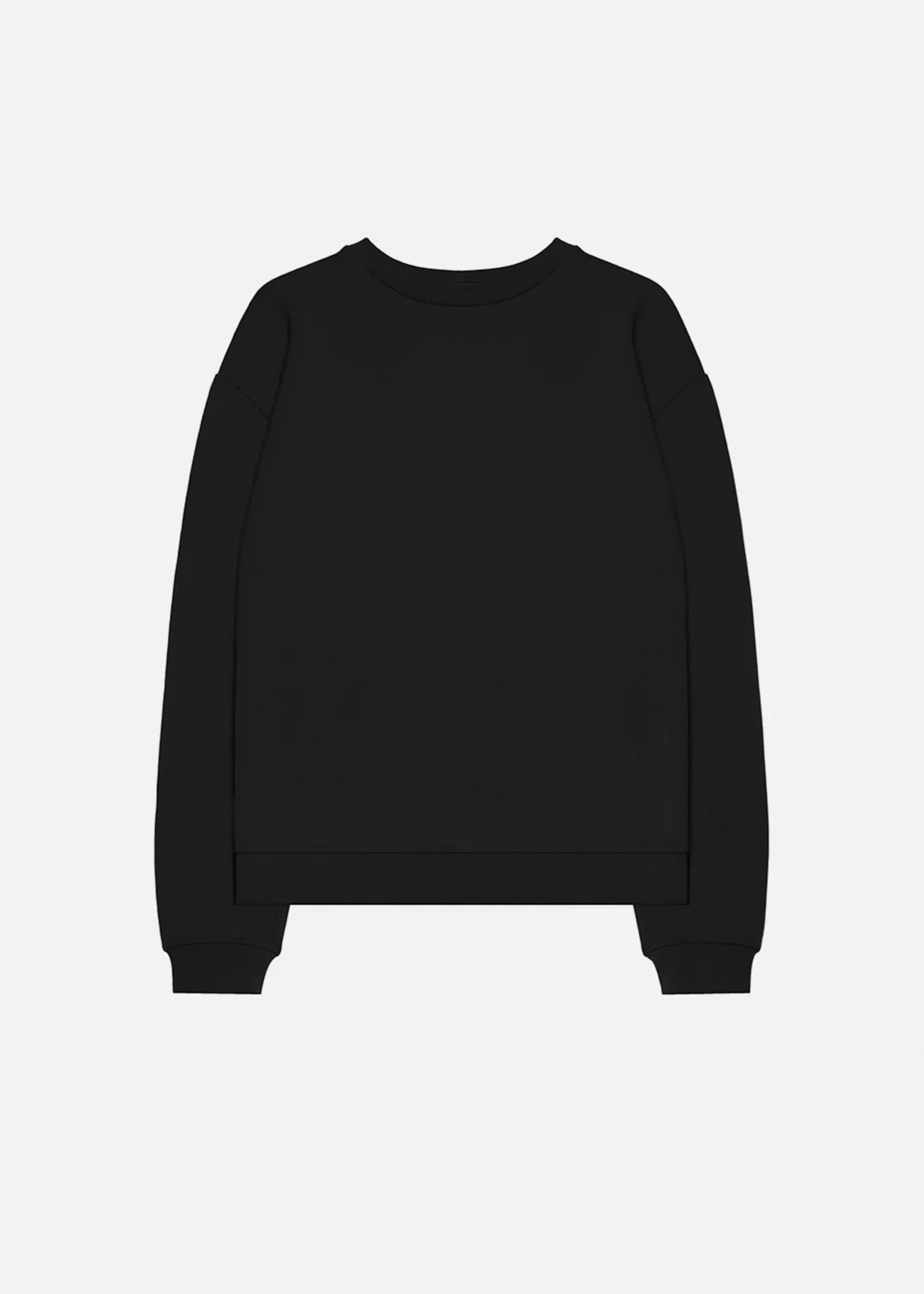 Erkek Oversize Fit Yuvarlak Yakalı Siyah Sweatshirt