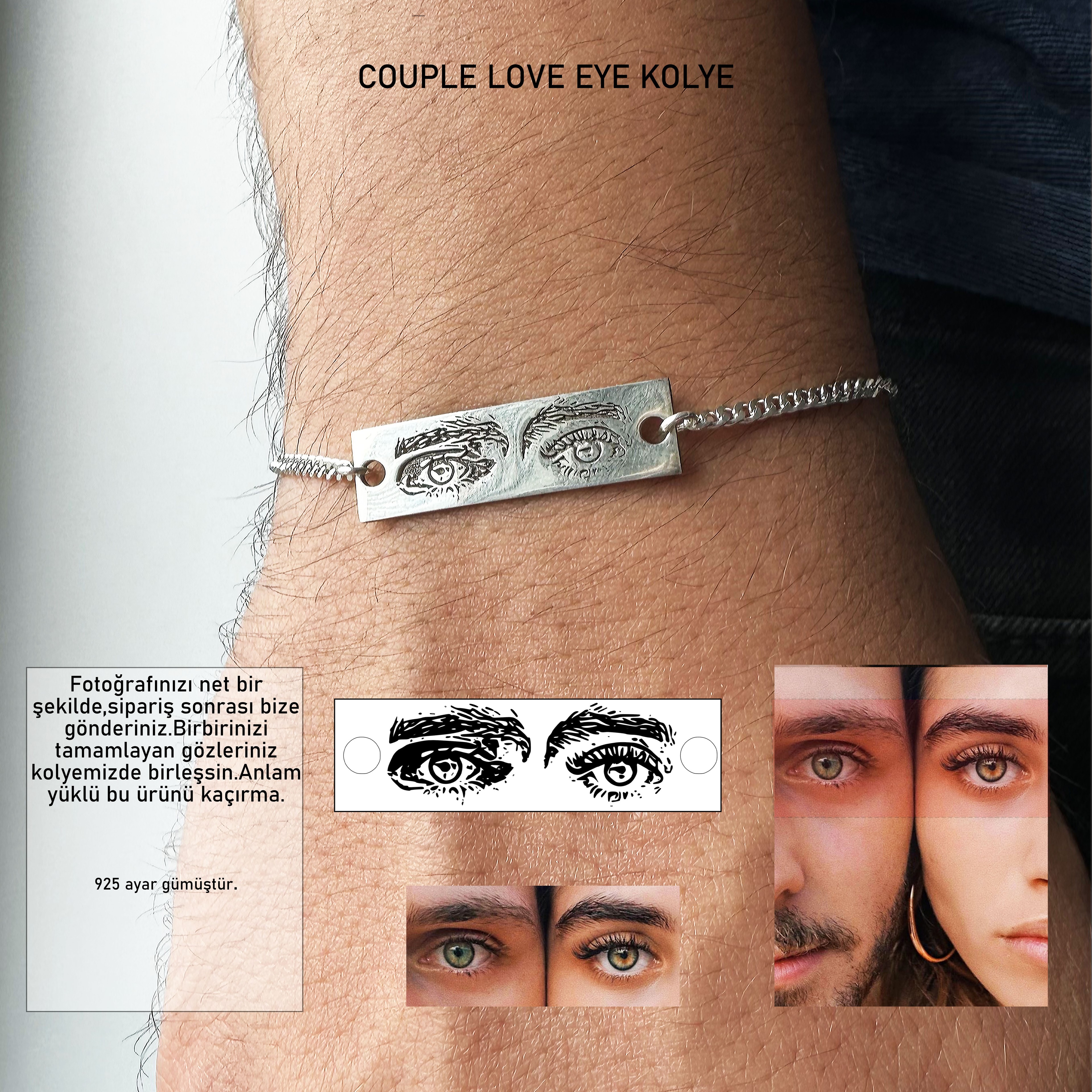 925 Ayar Gümüş -Couple Love Eye Bileklik