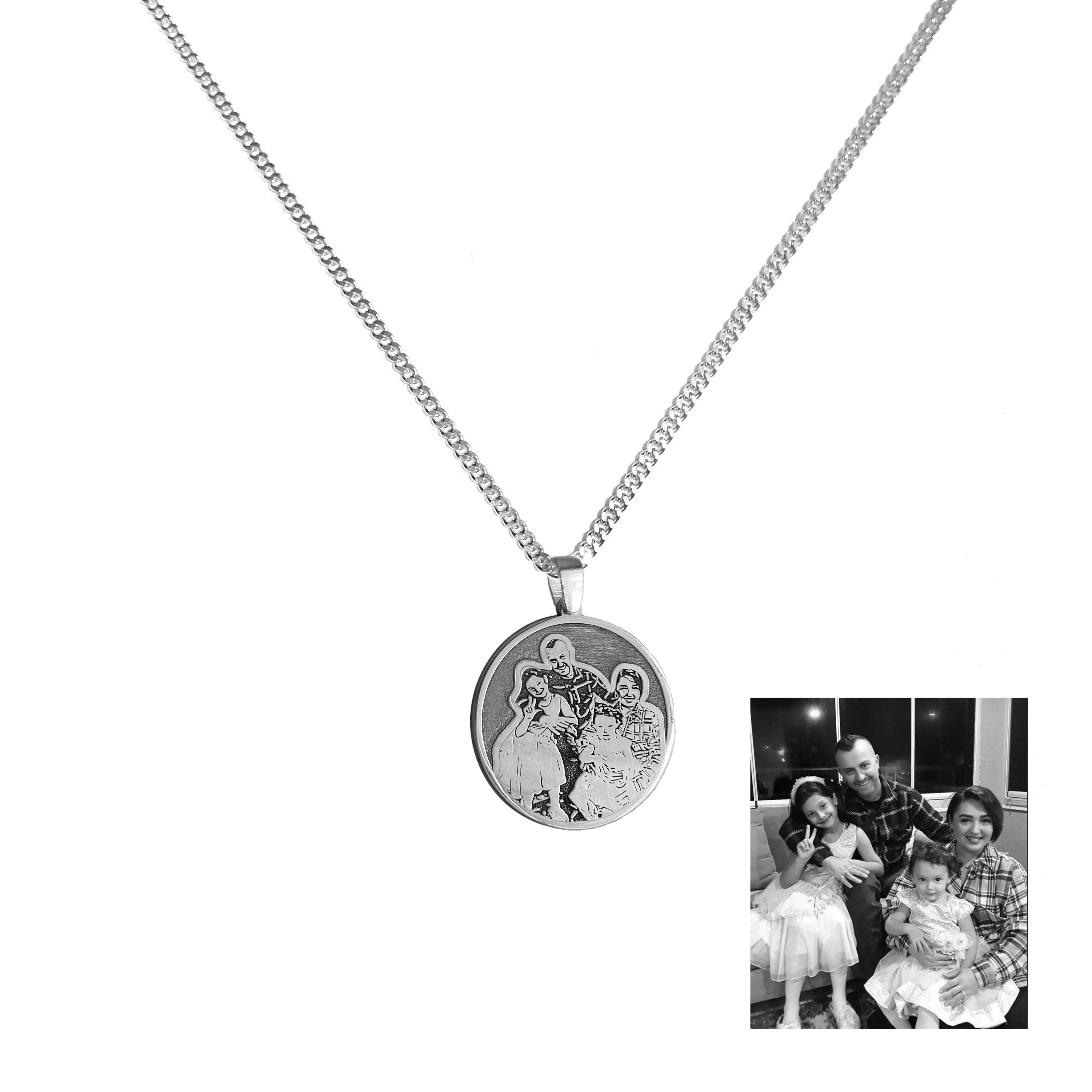 925 Ayar Gümüş -  Kişiye Özel Çift Taraflı Siluet Madalyon