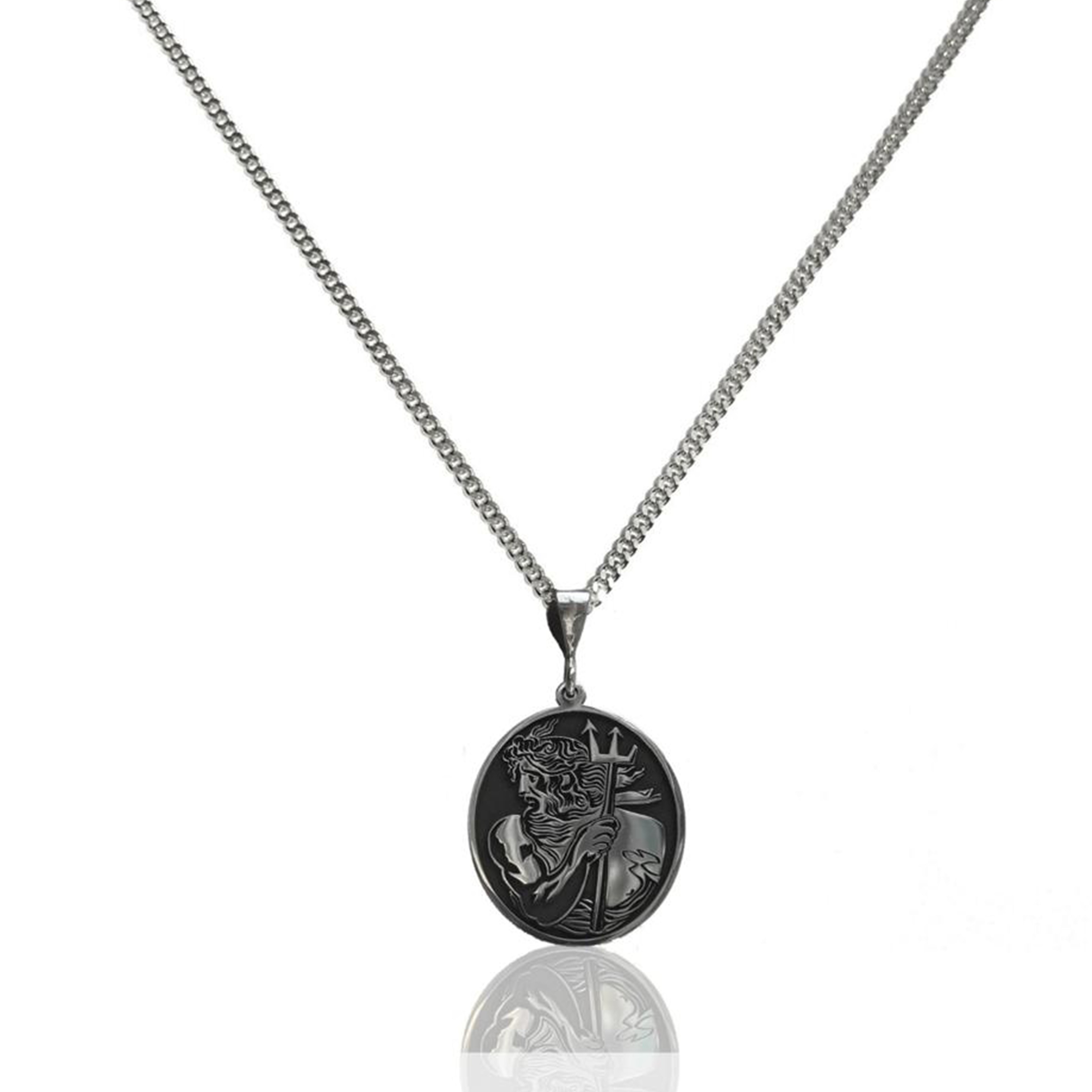 925 Sterling Silver - Poseidon Medallion Necklace