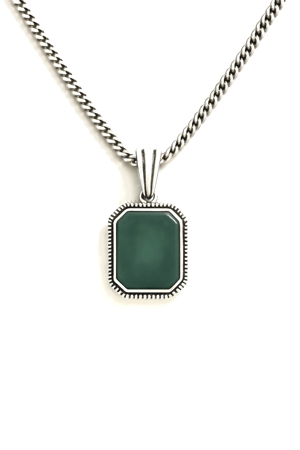 925 Ayar Gümüş - Colorstone Kolye - Yeşil Taşlı Kolye