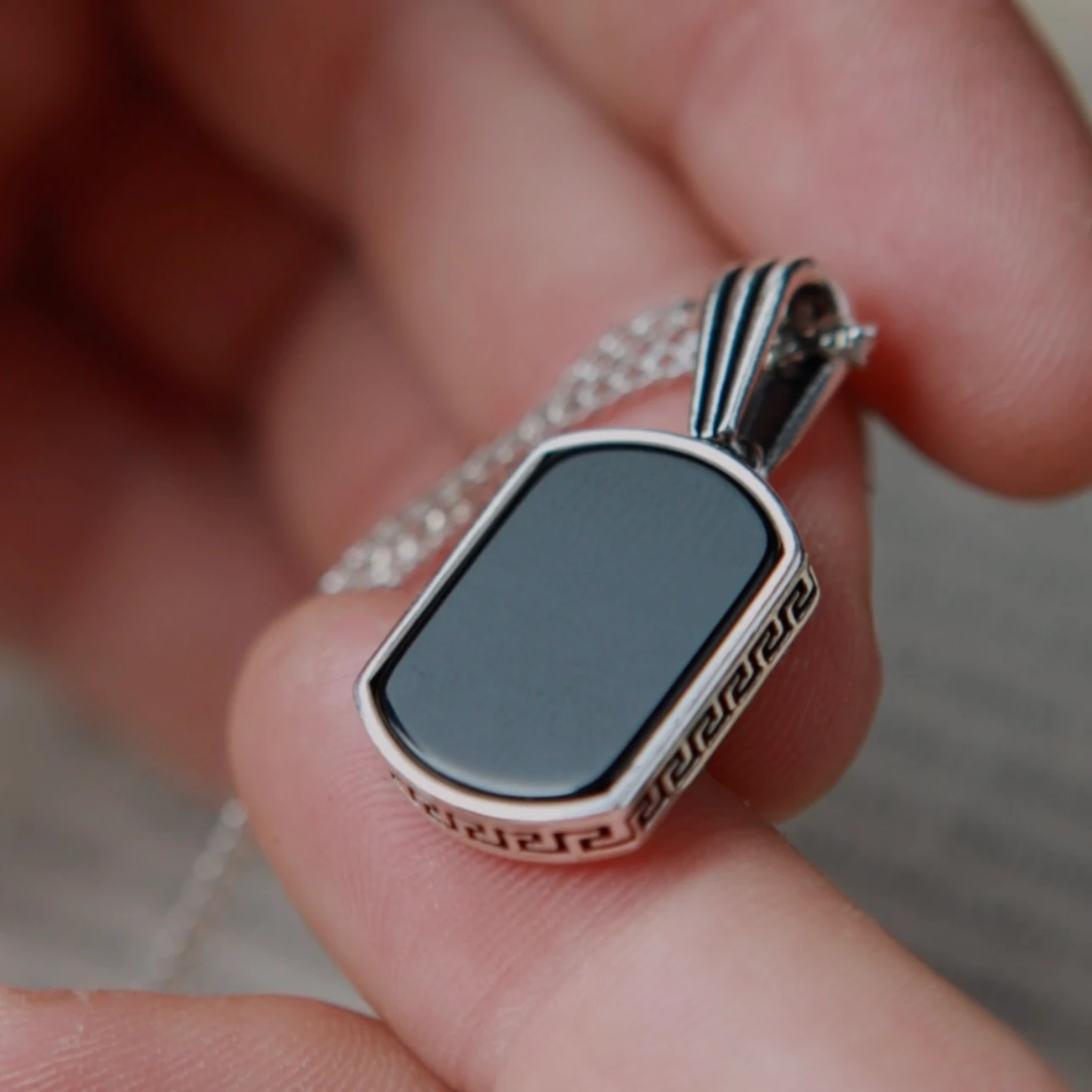 925 Ayar Gümüş -  Black Stone Kolye